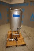 Aprox. 60 Gallon Vertical S/S CIP Tank with Hinged Lid, S/S Legs, 2" Top and Side CT Connectors,