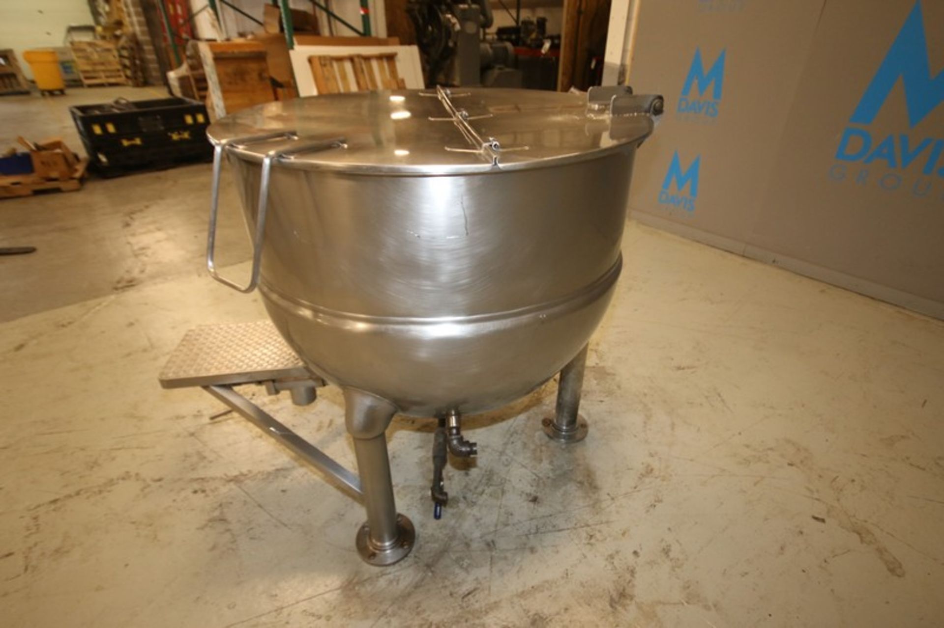 Groen 150 Gallon S/S Jacketed Kettle, Model FT-150 SN 81076-4, with Hinged Lid, 3" Threaded Bottom - Image 4 of 8