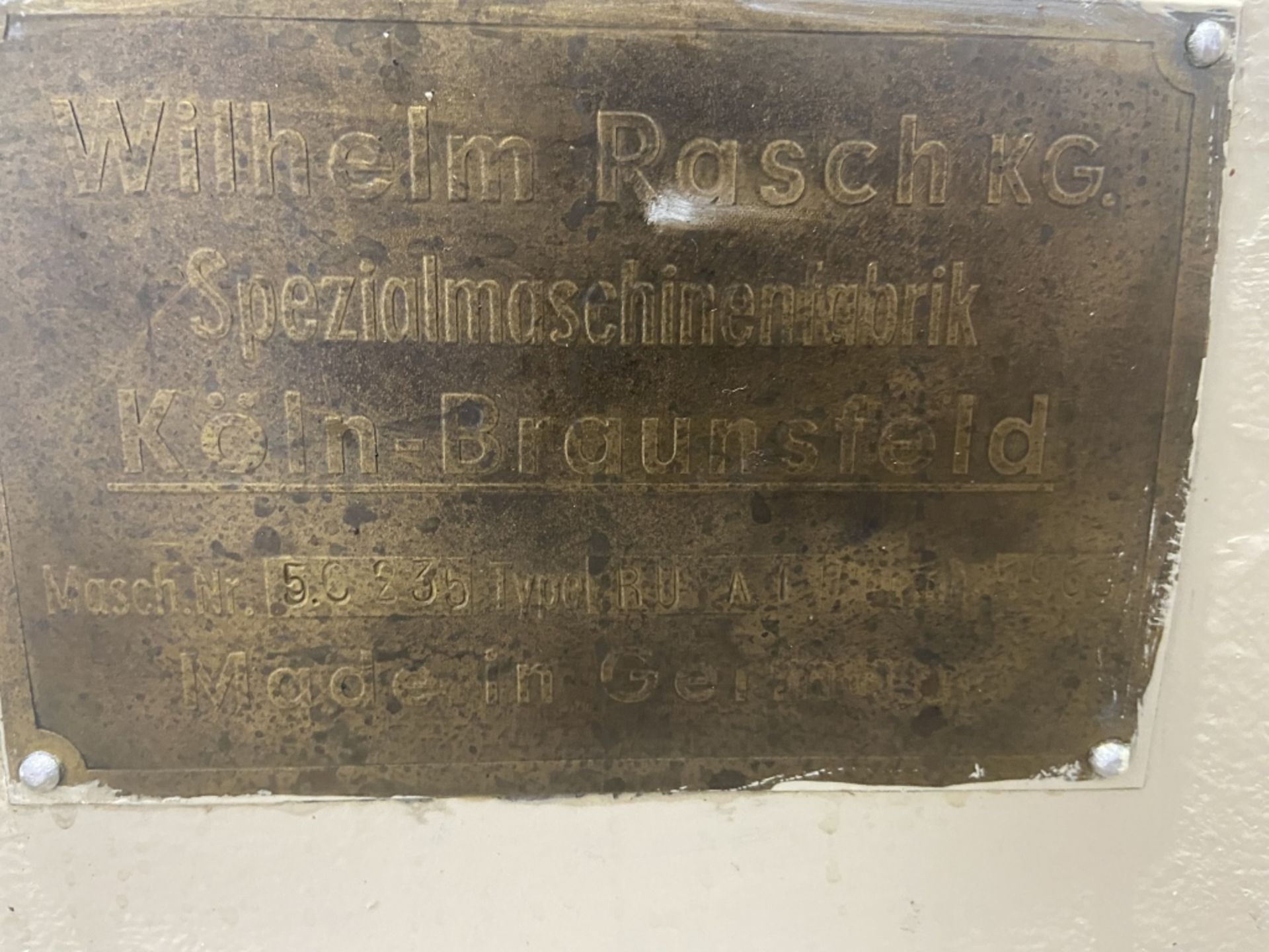 Wilhelm Rasch KG Koln-Braunsfeld Foil Chocolate Wrapper, Masch. No. 5.C235, S/N Type RU A, Aprox. - Image 11 of 14
