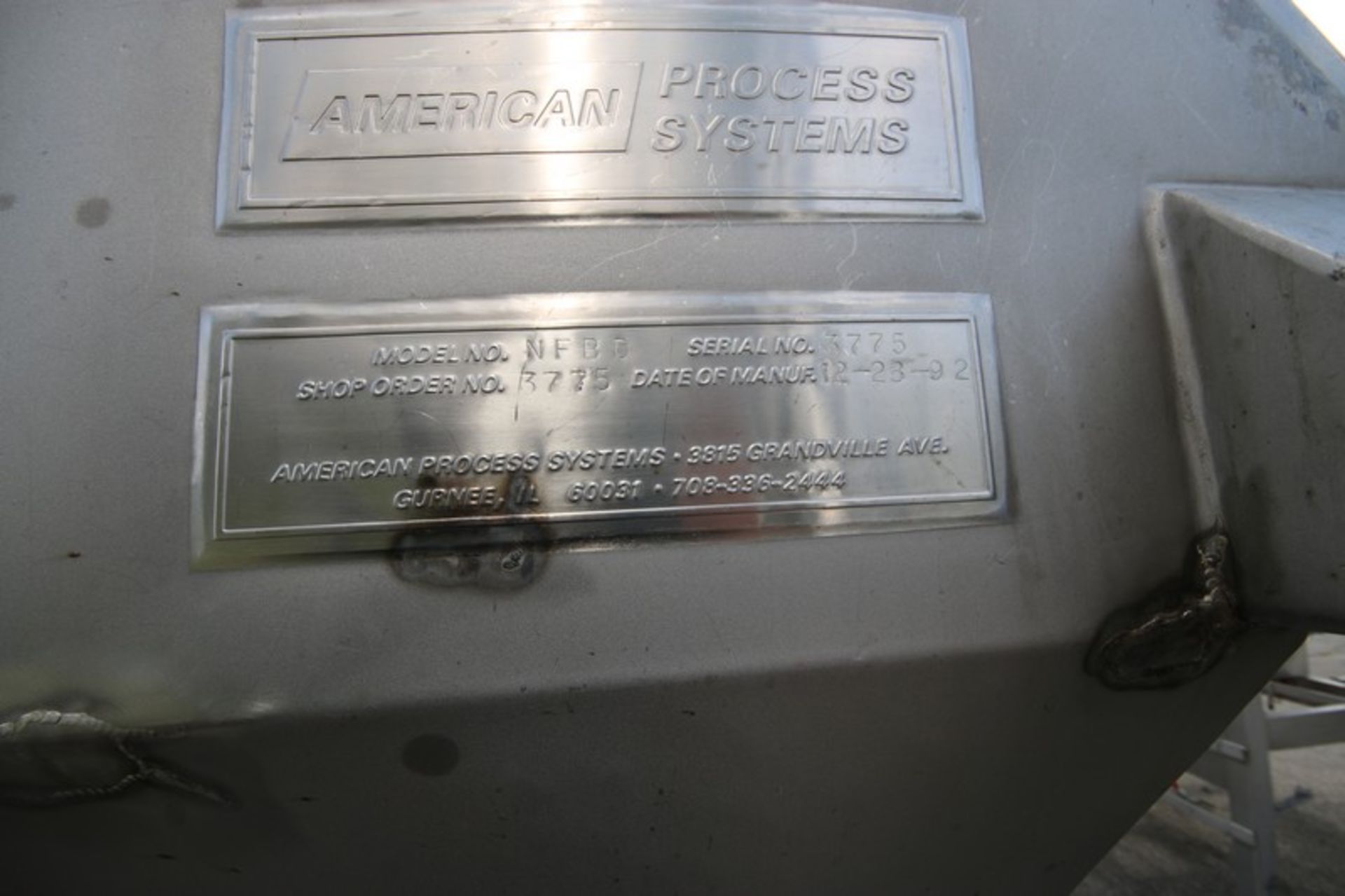 American Process Systems S/S Bag Dump,M/N NFBD, S/N 3775, with Front S/S Hinge Door, Mounted on S/ - Image 7 of 8
