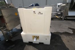 Aprox. 350 Gal. Resin Tote Mandoor,2" Bottom Side Ball Valve & Containment, (INV#73249) (Located