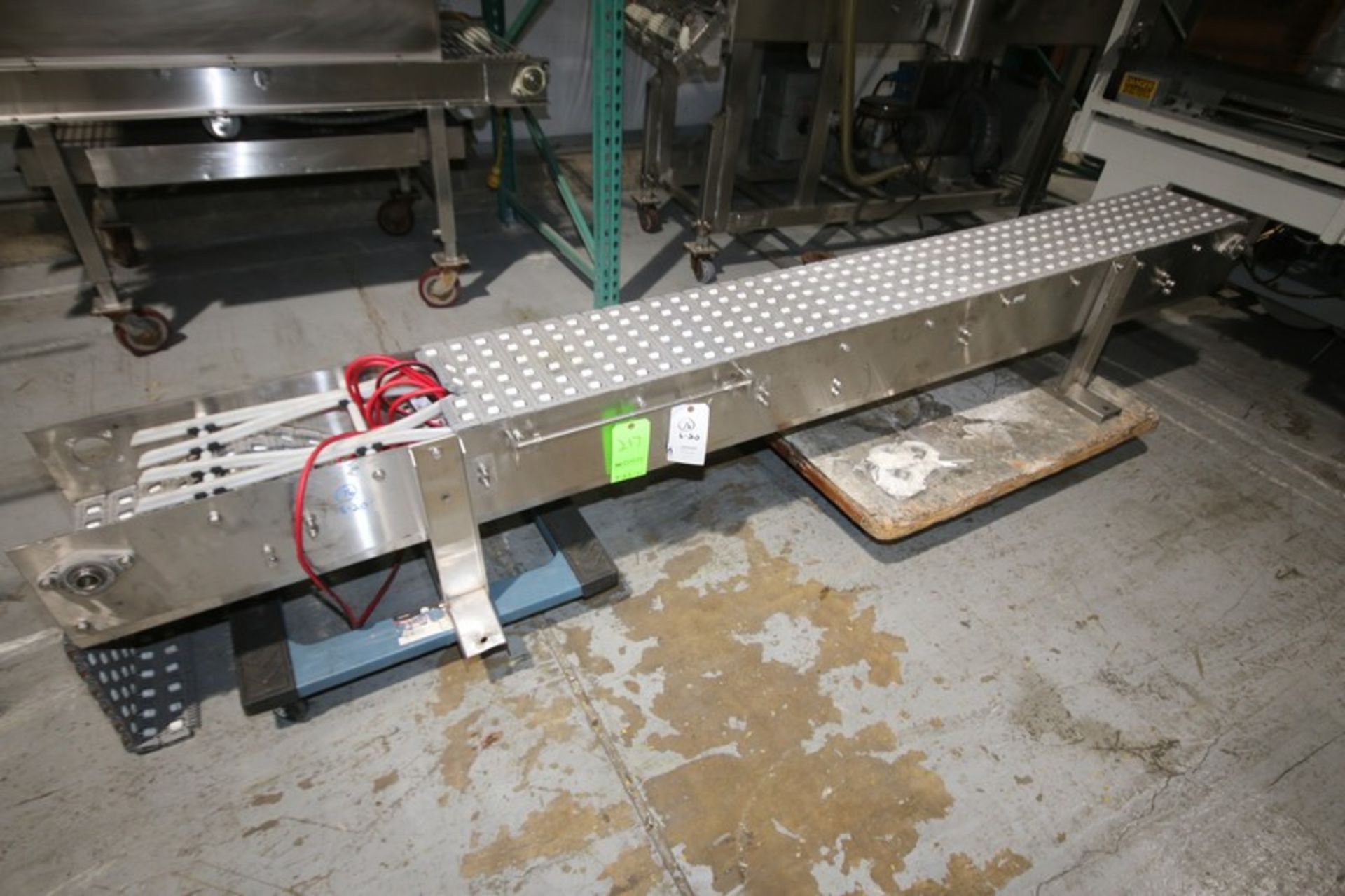 10 ft L S/S Conveyor with 12” W Plastic Belt with Rollers, with Motor, (Note: Drive Missing), (INV#