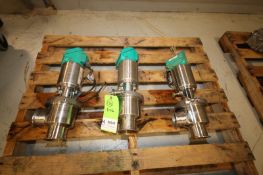 Lot of (3) Tri Clover 3" 2 Way CT S/S Air Valves, Model 761, with Teflon Inserts (INV#88540)(Located