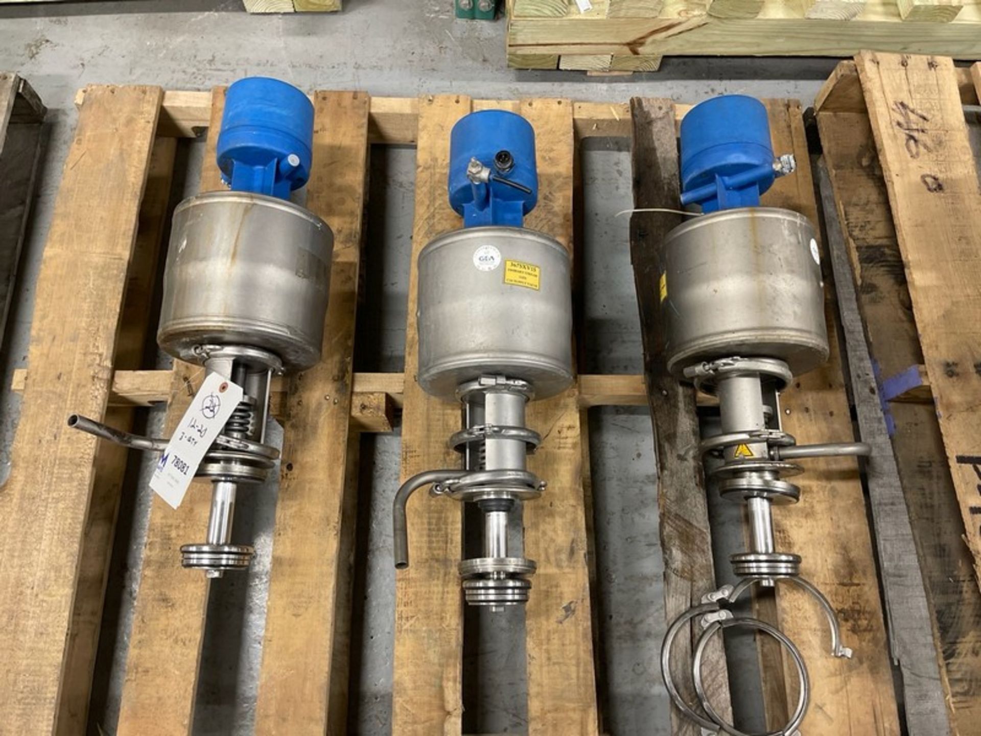 (4) GEA Assorted Aprox. 6" S/S Air Valves Actuators with Think Tops (NOTE: Bodies Not Included;