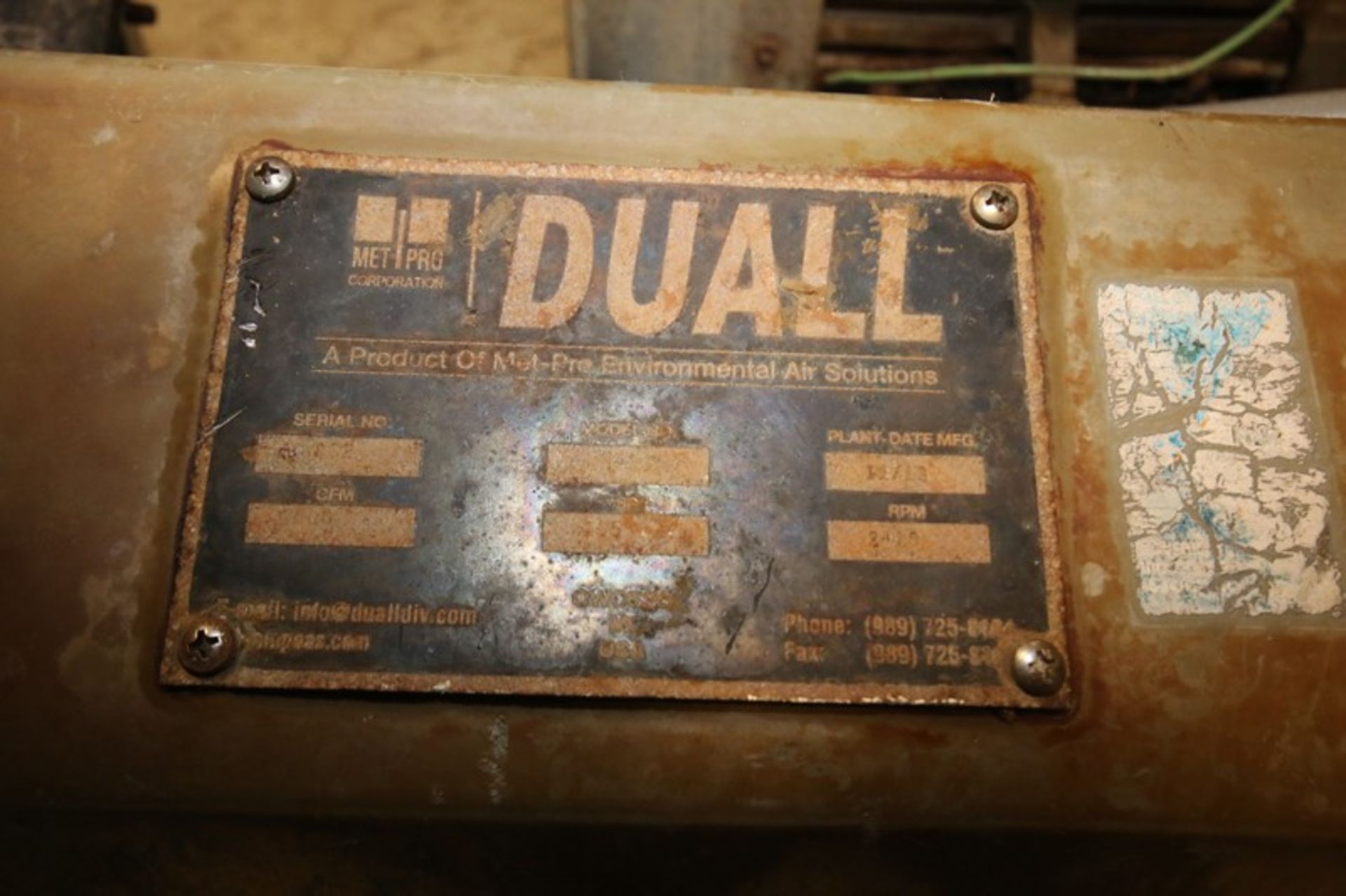 Duall 19" Blower System 7.5/5.5 hp, 1755 rpm 230/460 V, 19" x 14" Top Duct Connection (INV#84749)( - Image 5 of 5