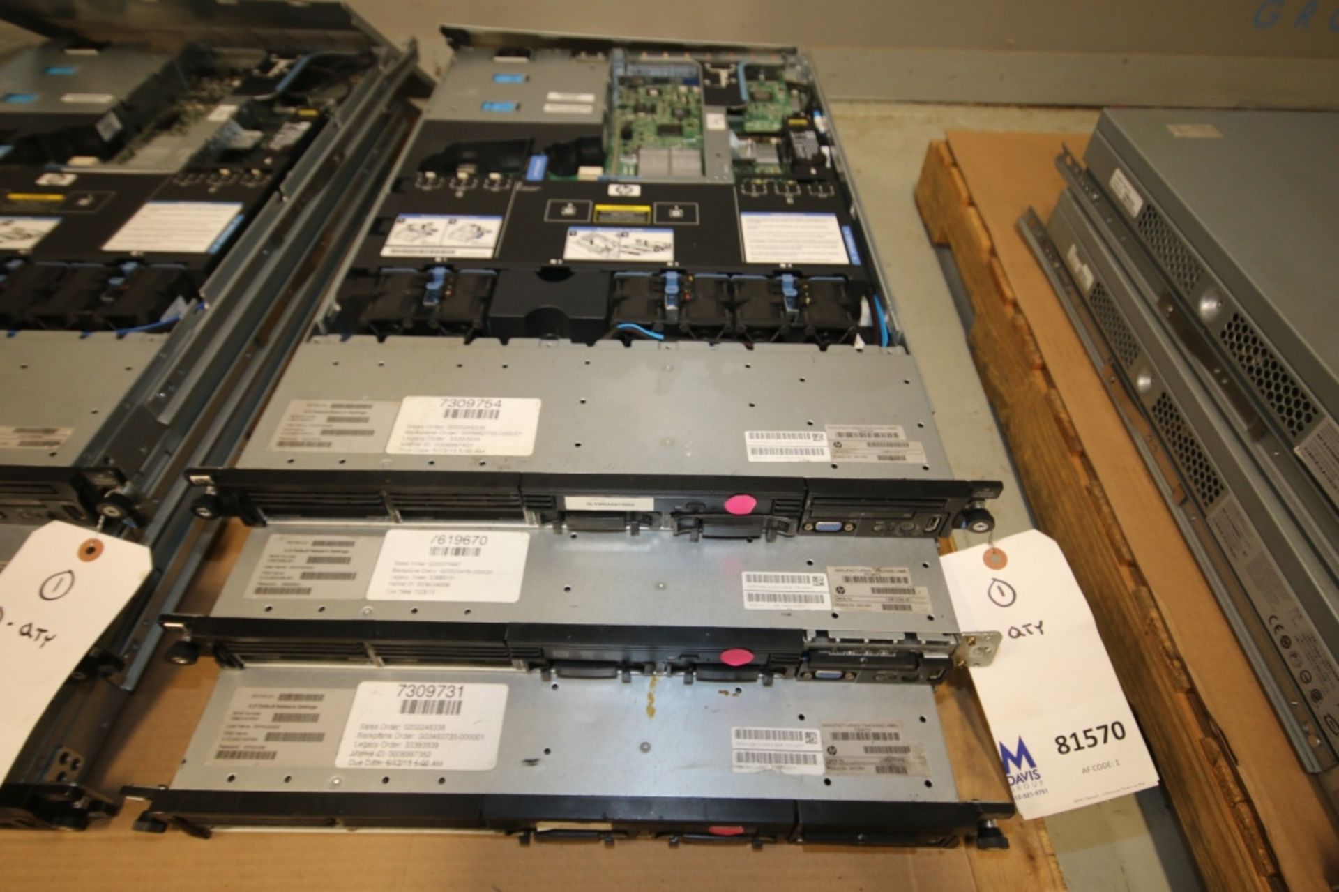 Lot of (3) HP Server Rack Units, Type 700501102B DL360G7 SRVR 1CPU MID7 with DVD Drives, (INV#
