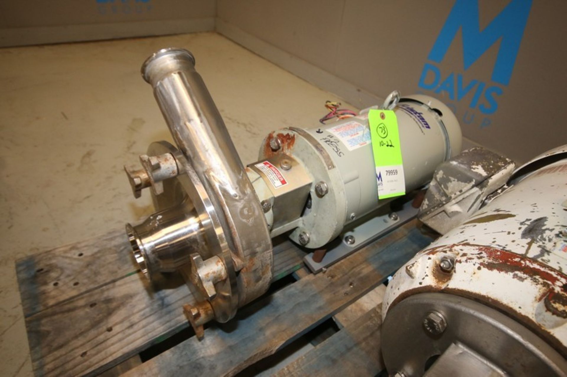 Fristam 5 hp Centrifugal Pump, Model FPX3541-175, with 3" x 2.5" CT S/S Head, Baldor 1750 rpm Motor,