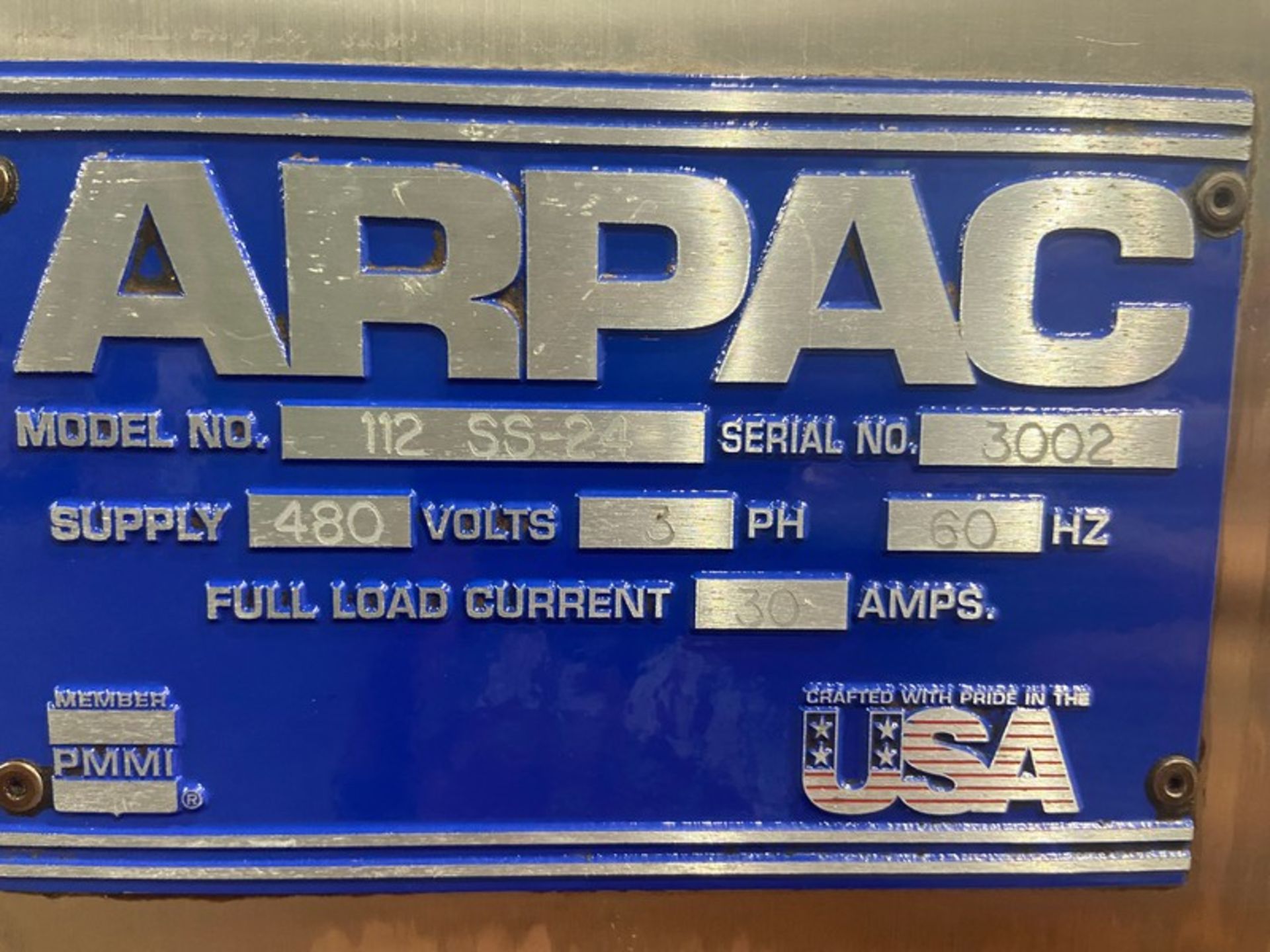 ARPAC S/S Shrink Bundler, M/N 112 SS-24, S/N 3002, 480 Volts, 3 Phase, with Aprox. 15" W DIscharge - Image 10 of 14