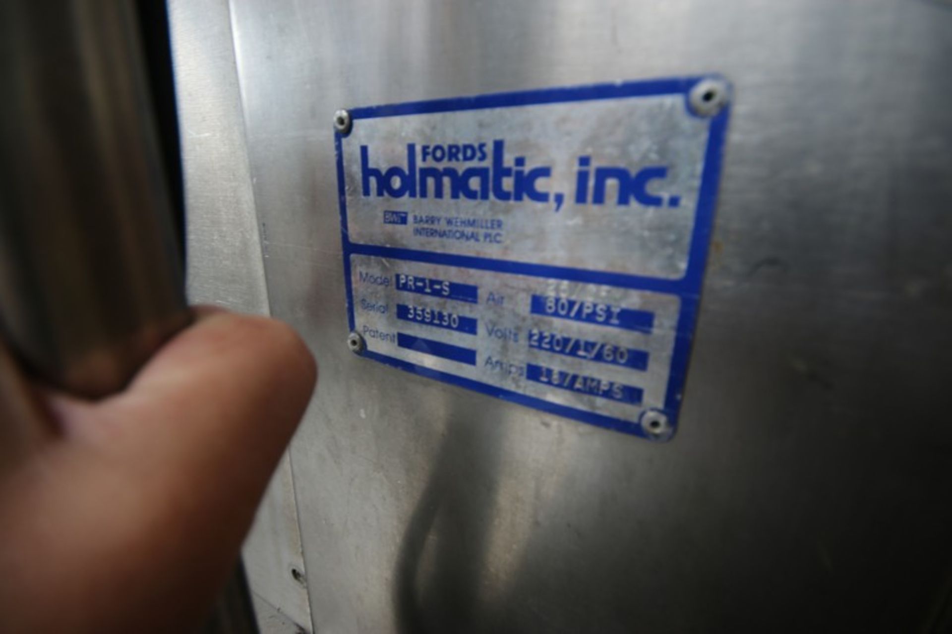 HOLMATIC BULK FILLER, MODEL PR-1-S, S/N 359130, FILLS 5LB AND 40 OZ, TWO SIZE CUPS 513 AND 502 MM, - Image 3 of 9