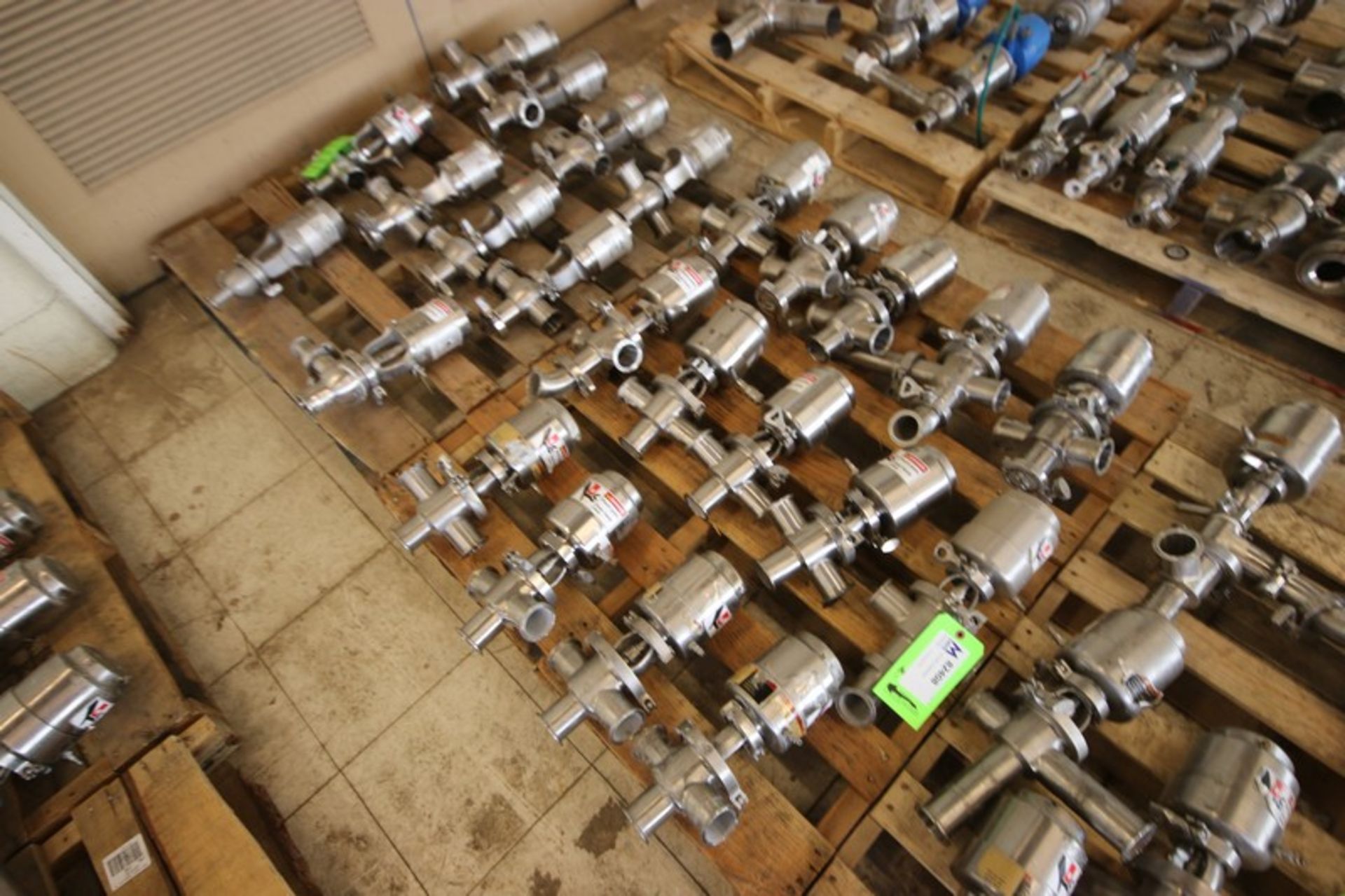 (24) 3-Way Cross Body Air Valves, Manuf. by Tri-Clover, SPX, & WCB, On (2) Pallets (INV#82408) (