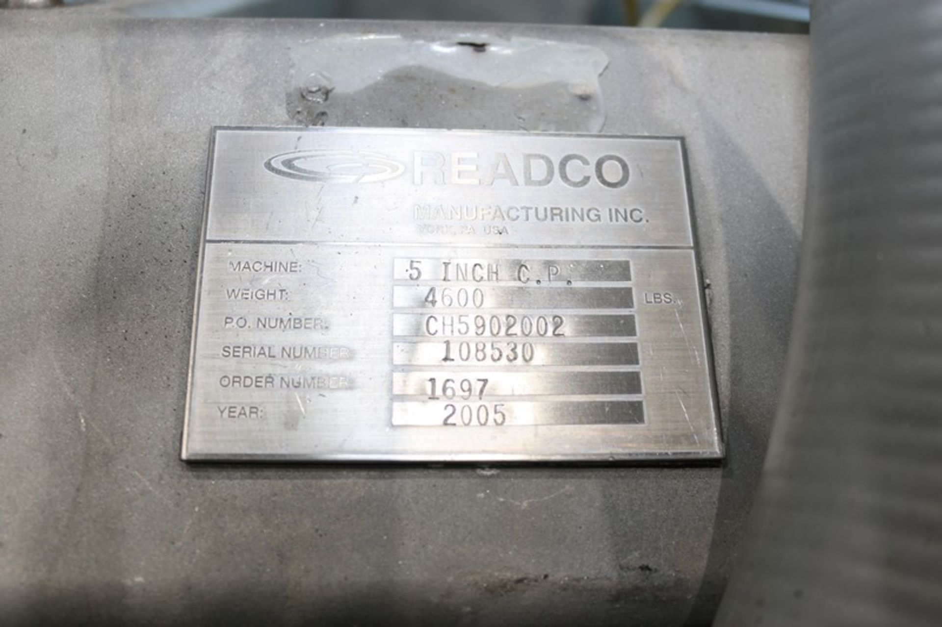 2005 Readco S/S Extruder, Machine 5 Inch C.P., S/N 108530, with Some S/S Spare Parts, Includes (2) - Image 7 of 9