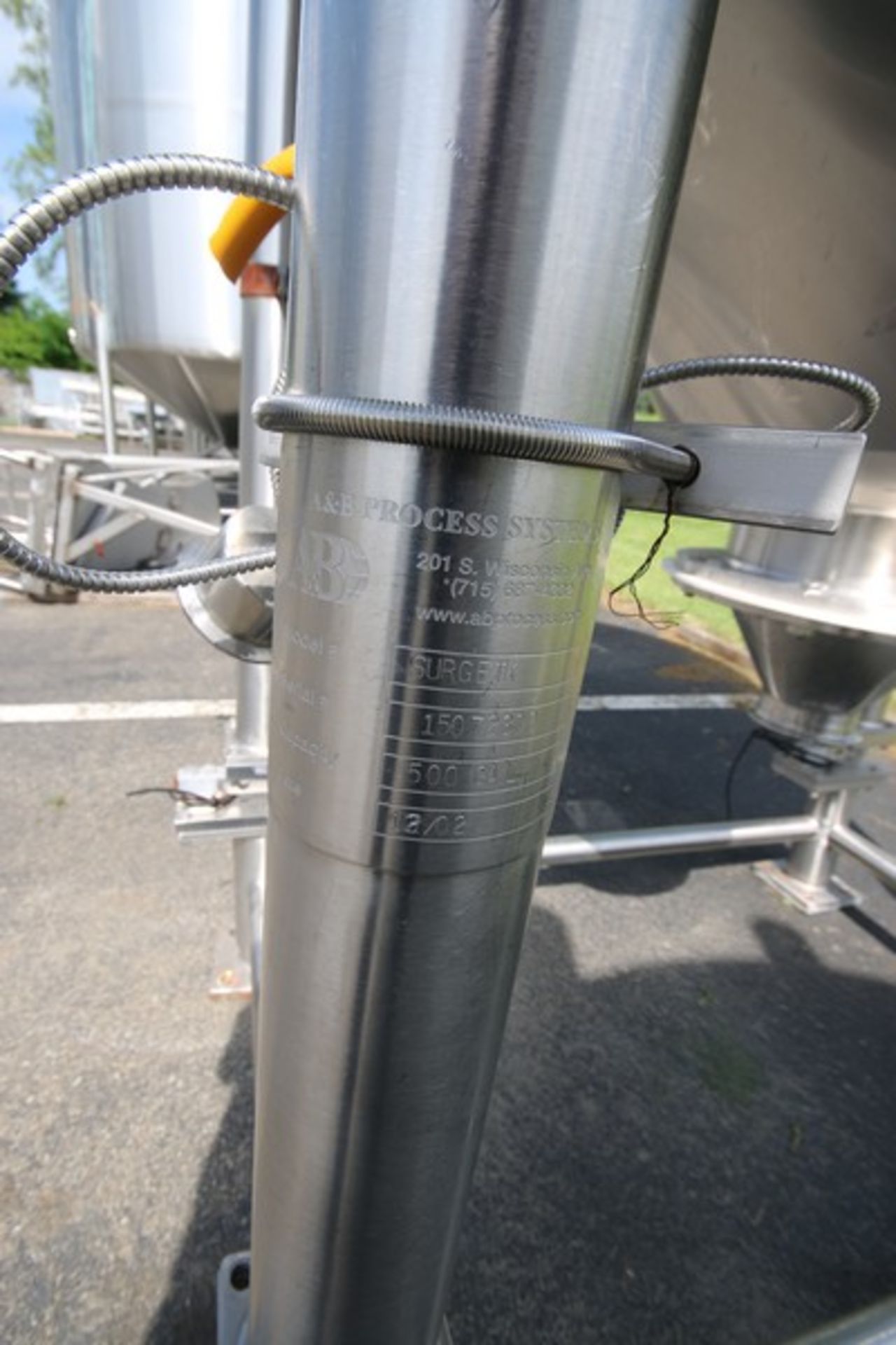 A&B 500 Gal. S/S Surge Tank, M/N SURGETK, S/N 15072300, with S/S Cone Bottom & S/S Hinge Lids, - Image 9 of 11