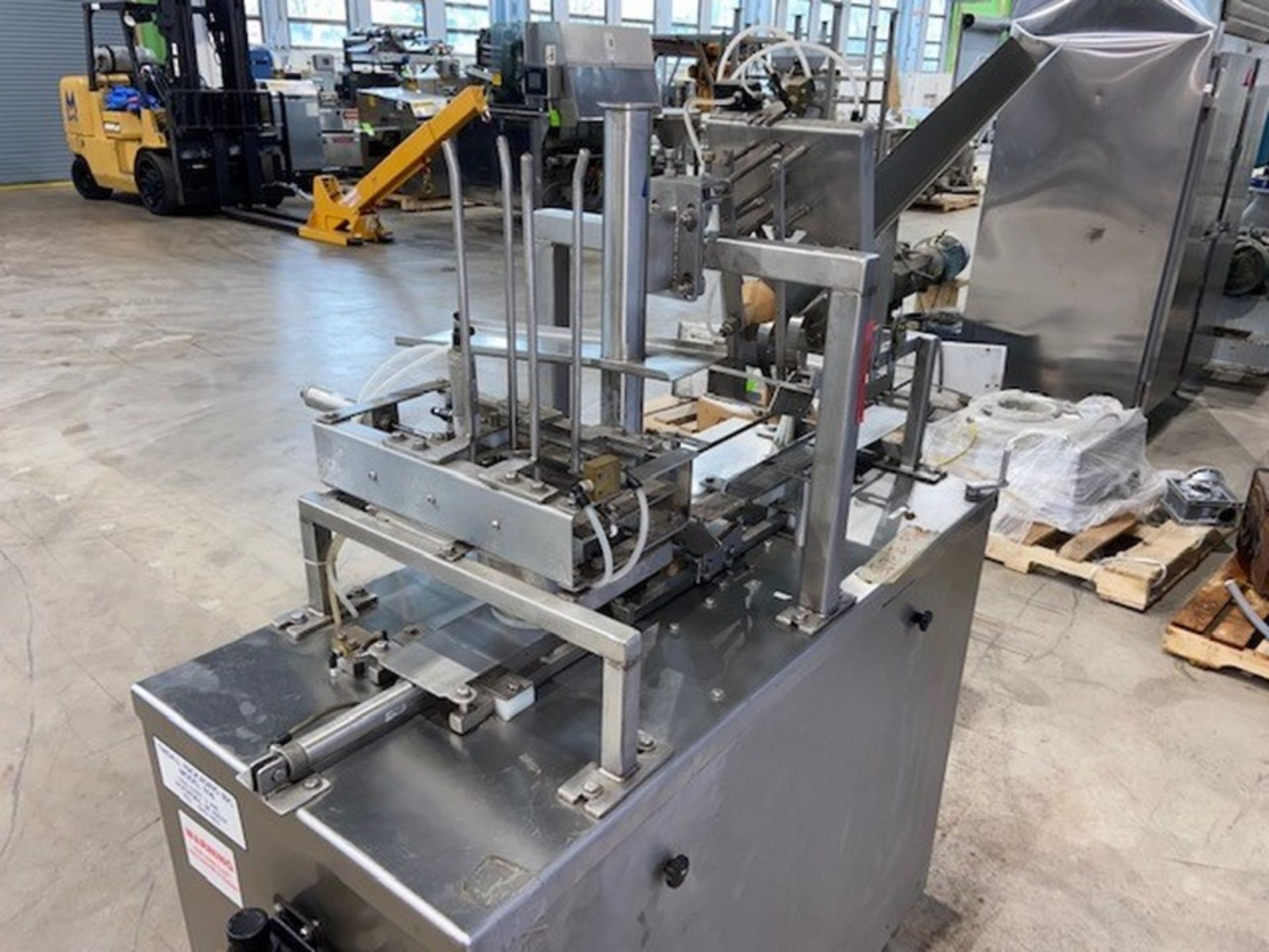 Tindall Packaging Inc. Automatic Ice Cream Pint Filler, M/N 814, with S/S Discharge Chute, Mounted - Image 6 of 7