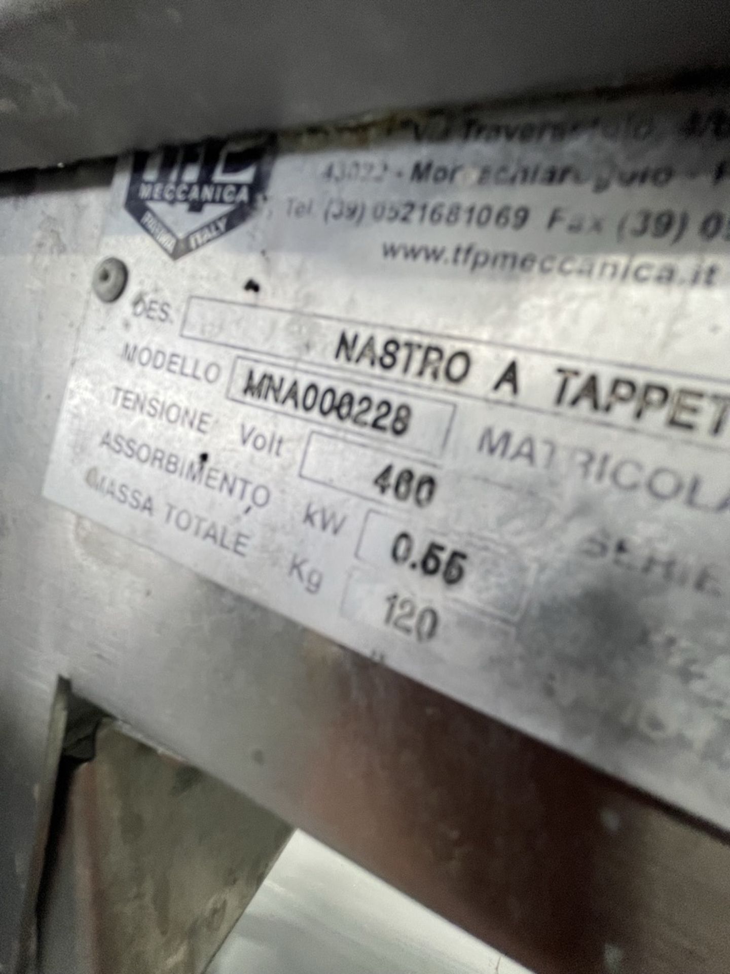 MECANICA OUTFEED CONVEYOR, MODEL MNA000228,APPROX. 21" W X 78" L BELT (INV#84347)(Located @ the - Image 3 of 9