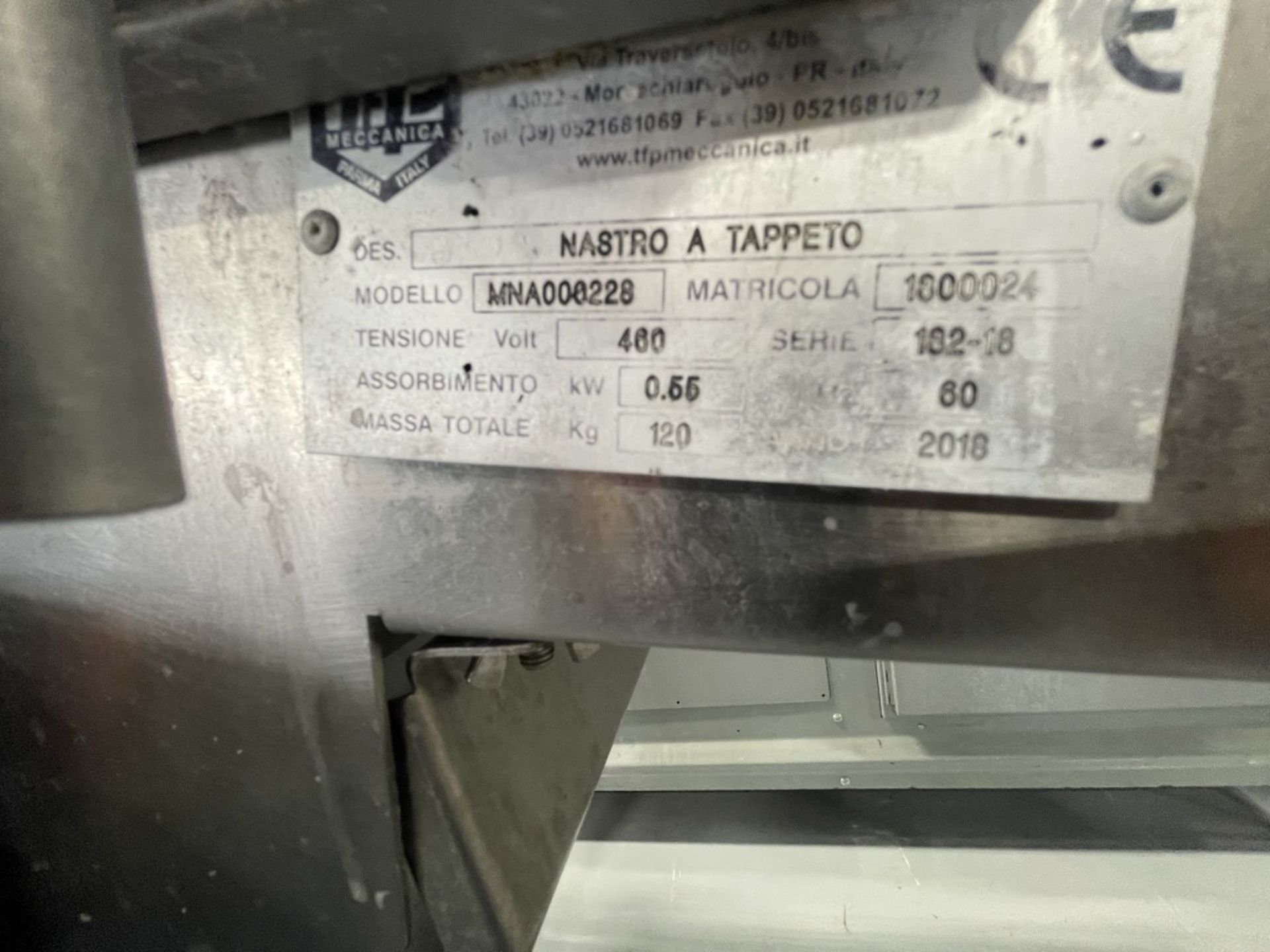 MECANICA OUTFEED CONVEYOR, MODEL MNA000228,APPROX. 21" W X 78" L BELT (INV#84347)(Located @ the - Image 2 of 9