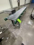 ASHLAND 10' L X 12" W ROLLER CONVEYOR WITH PNEUMATIC PRODUCT REJECT ARM