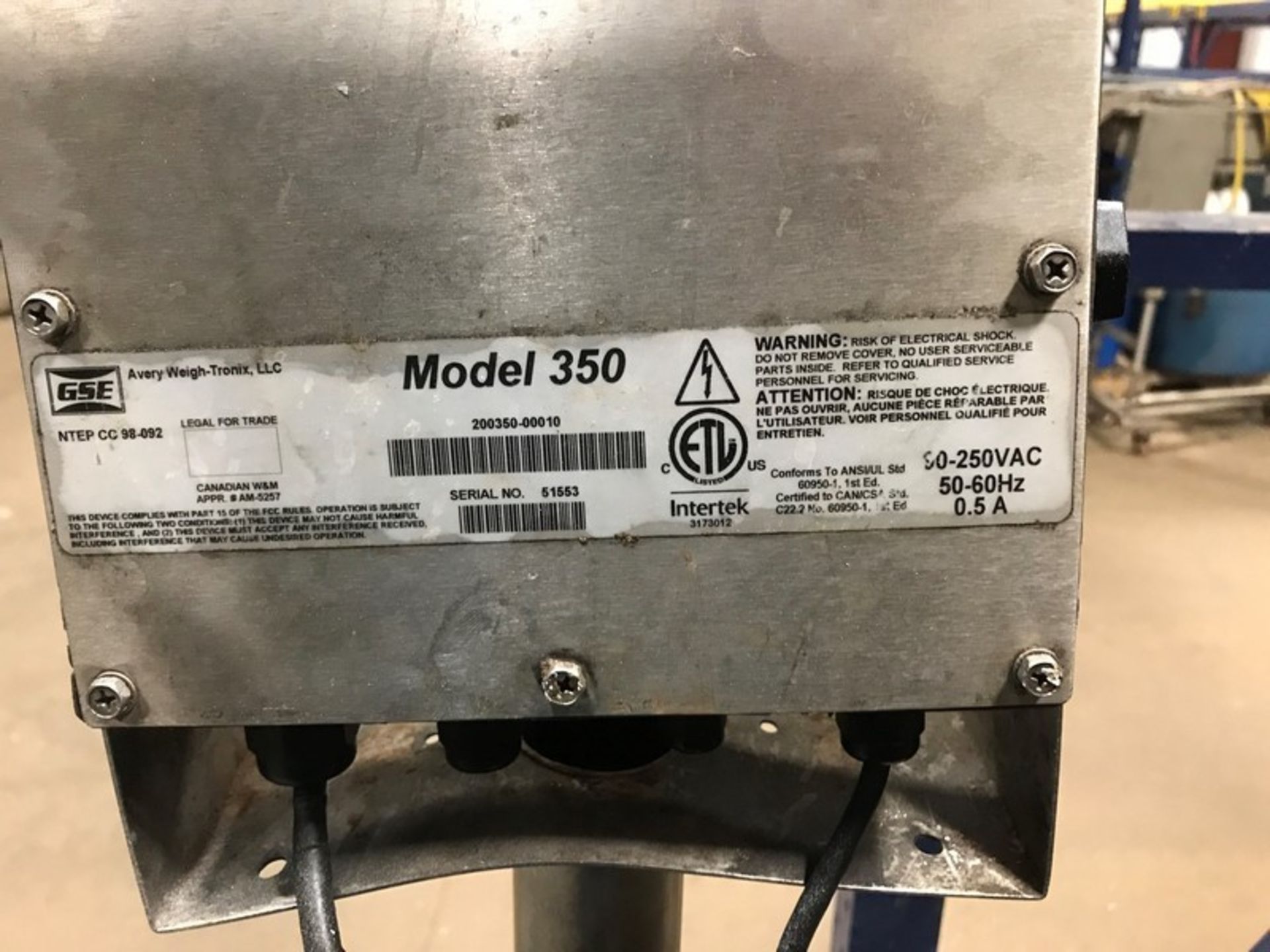Aprox. 5,000 lb. Capacity Floor Scale with GSE Avery Weightronix Digital Read-Out, Model 350, - Image 2 of 2
