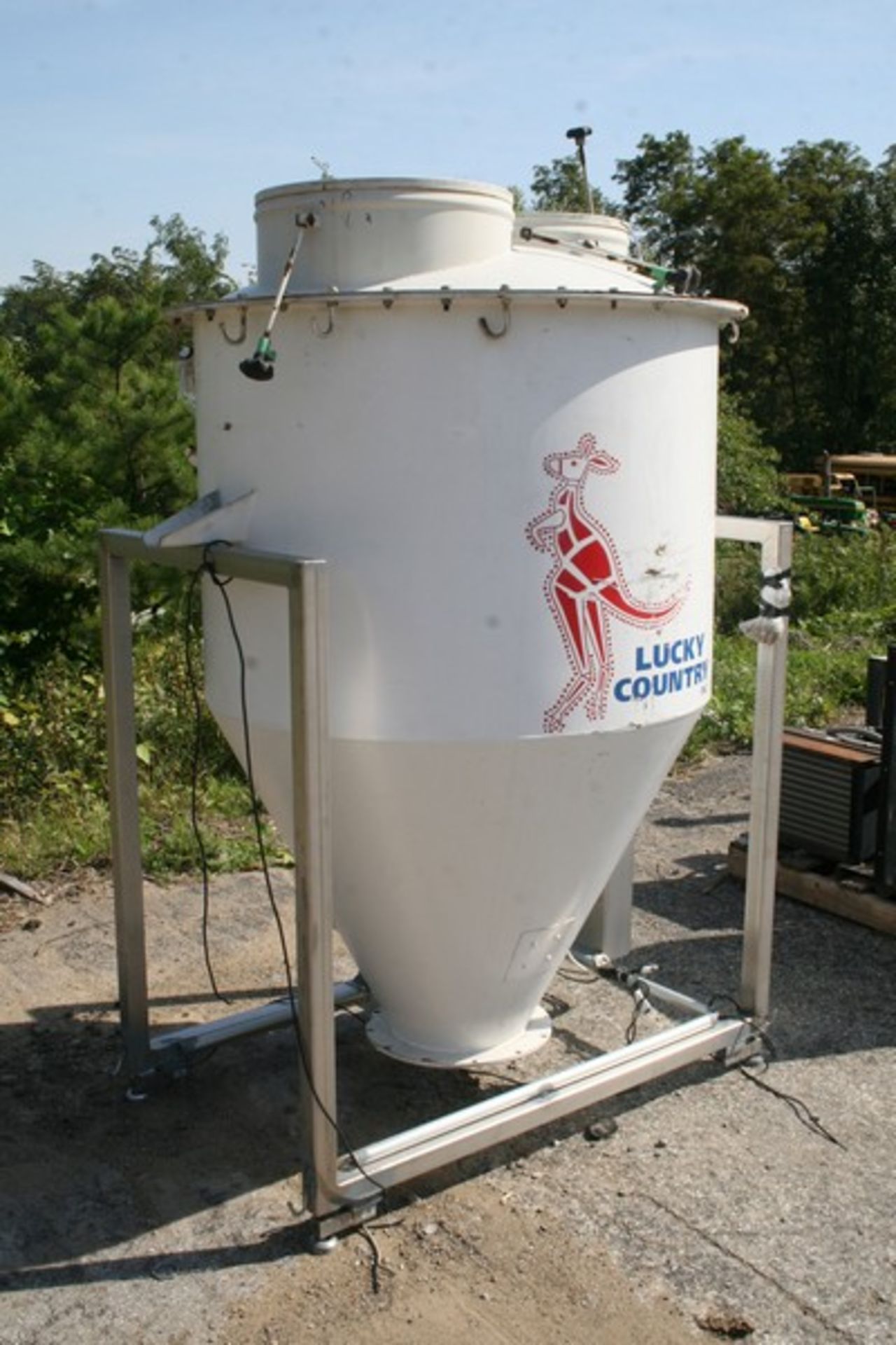 Lucky Country Aprox. 400 Gal. Bottom Powder Bin on S/S Frame, Aprox. 65" x 45" (Loading / Handlng - Image 2 of 11