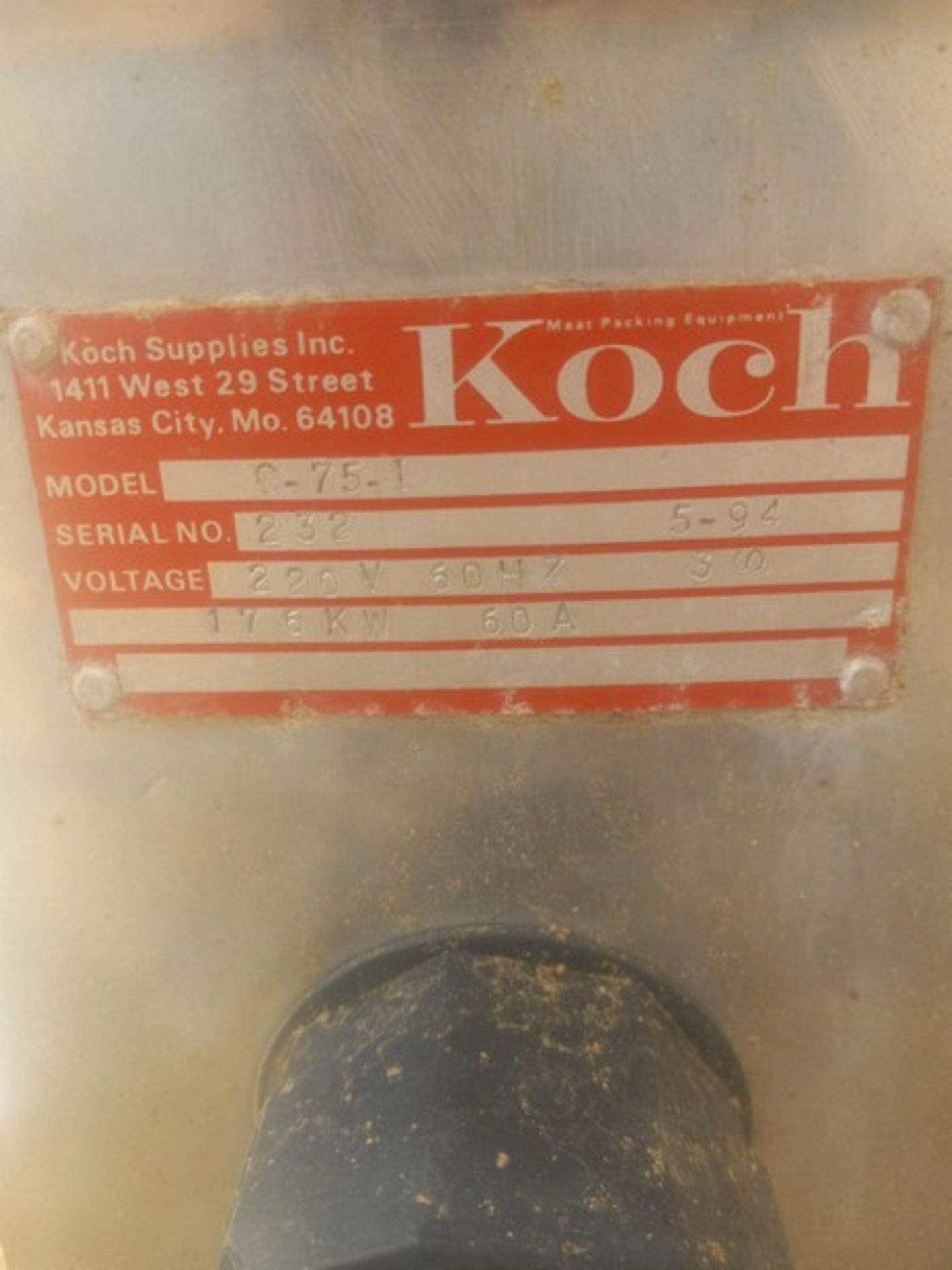 Koch Vacuum Stuffer, M/N C-75-1, S/N 232, 220 Volts, 3 Phase (LOCATED IN MOUNT VERNON, TX) ( - Image 4 of 4