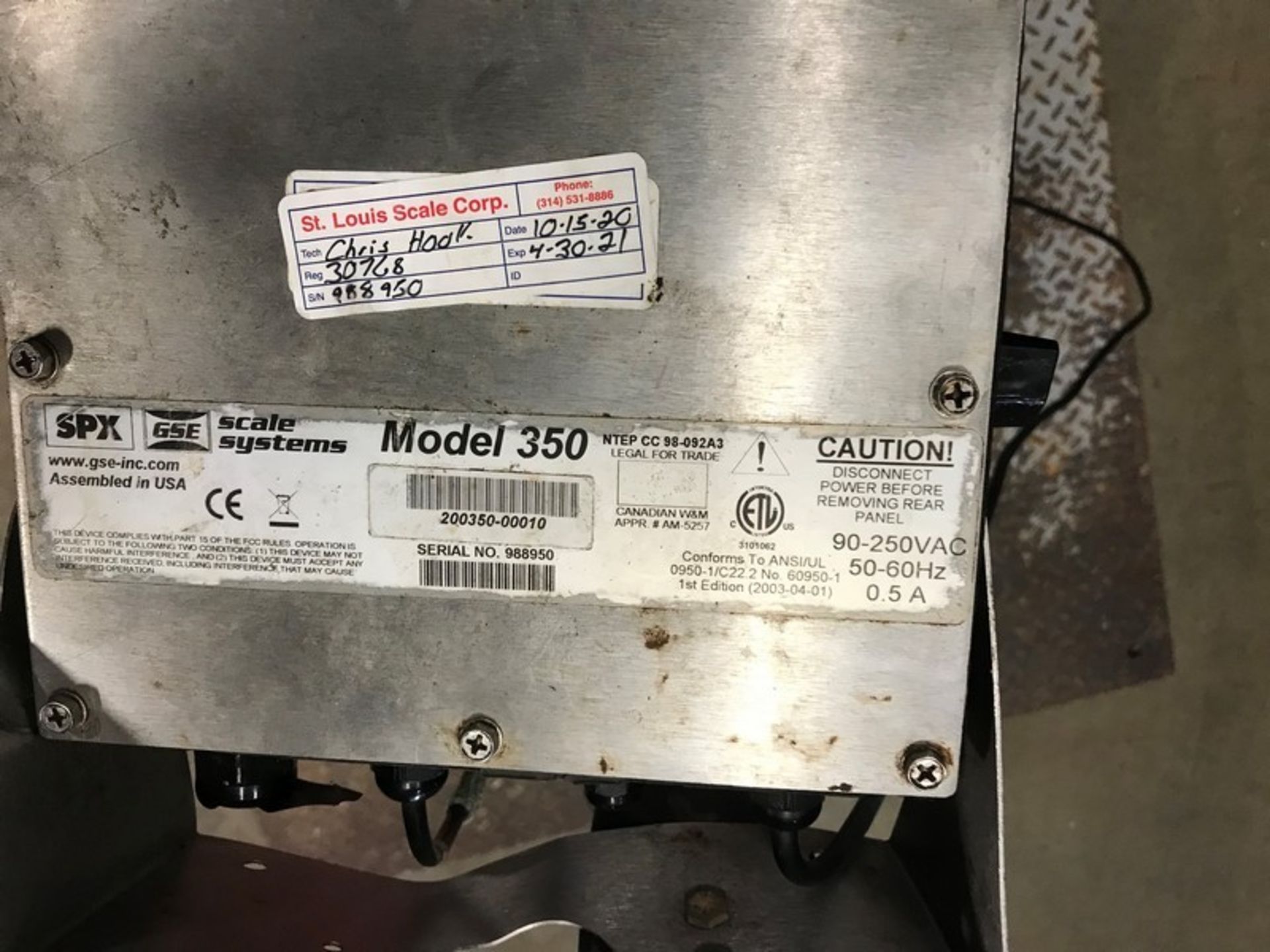 Aprox. 5,000 lb. Capacity Floor Scale with SPX Digital Read-Out, Model 350, S/N 988950 - Image 2 of 2