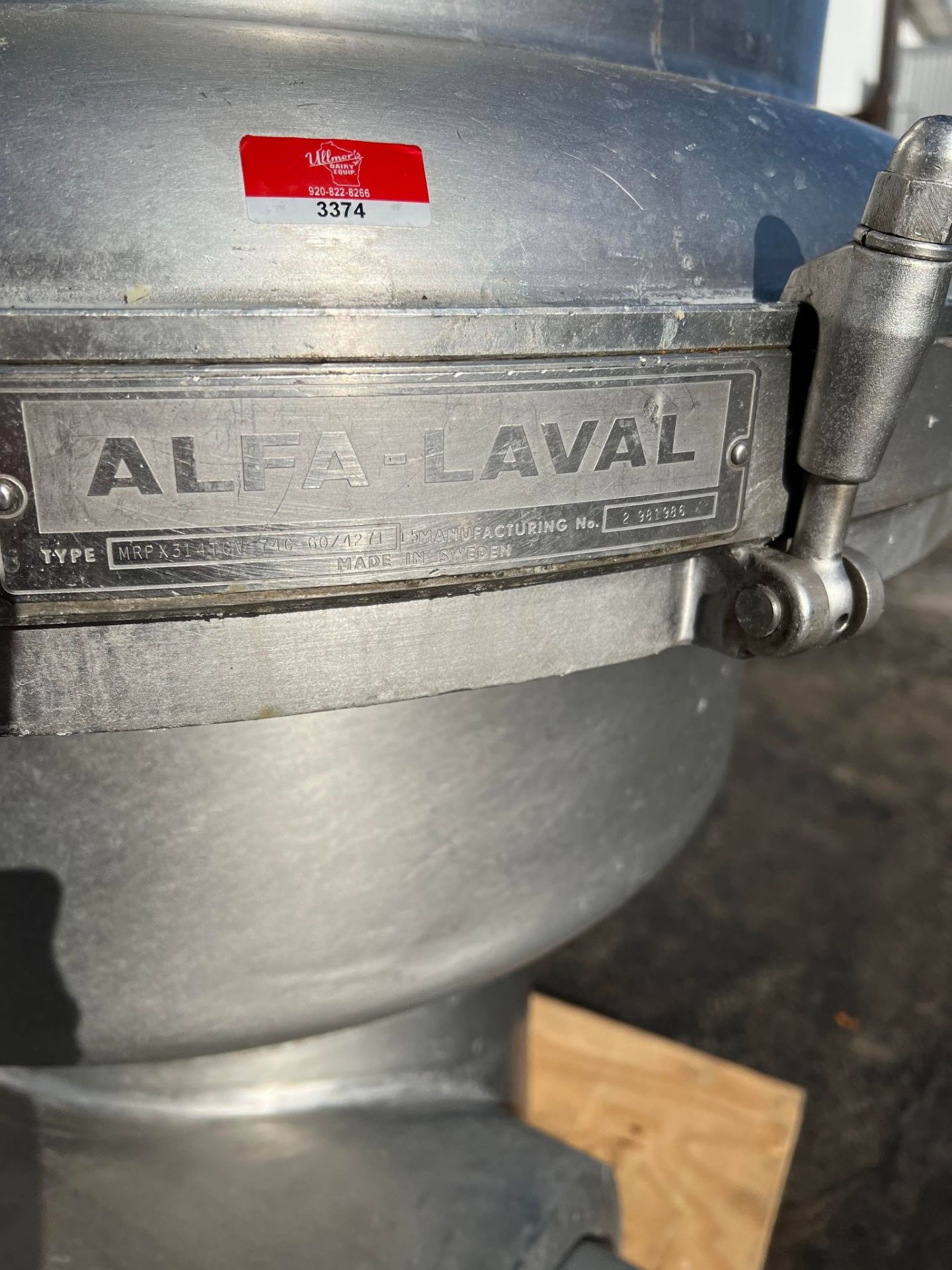 Alfa Laval Separator, Model #2-981986, S/N MRPX314TGV-74C-6014271-15 -- 33,000 lbs. per hour, - Image 3 of 6