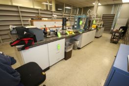 Lab Counter Island with Bottom Cabinets, with Tiled Top/Wood Bottom, Built in S/S Sink, Overall
