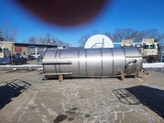 Aprox. 4000 Gal. Capacity S/S Single Wall Vertical Tank, Type 304 S/S, Enclosed Top, Conical Bottom,