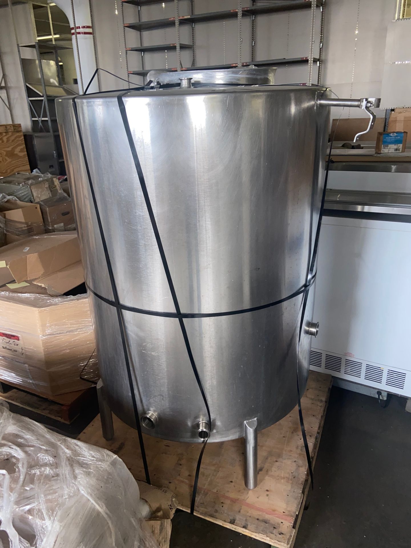 Aprox. 500 Gal. S/S Single Wall Balance Tank, Mounted on S/S Legs (LOCATED IN BALTIMORE, MD) (