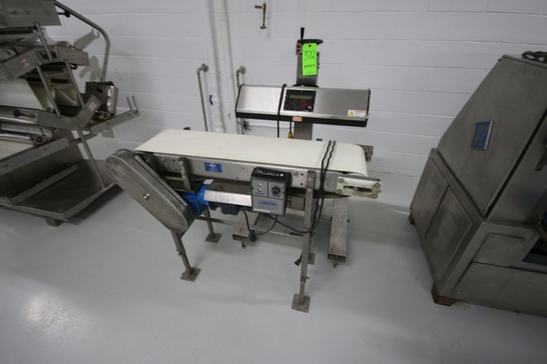 Lepel Induction Sealer, Mounted on S/S Frame, with Riada Aprox. 4 ft. L Straight Section of Conveyor