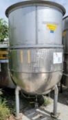 Aprox. 800 Gallon S/S Half Jacketed / Insulated Tank, Last used in Food, SOLD AS-IS WHERE-IS (