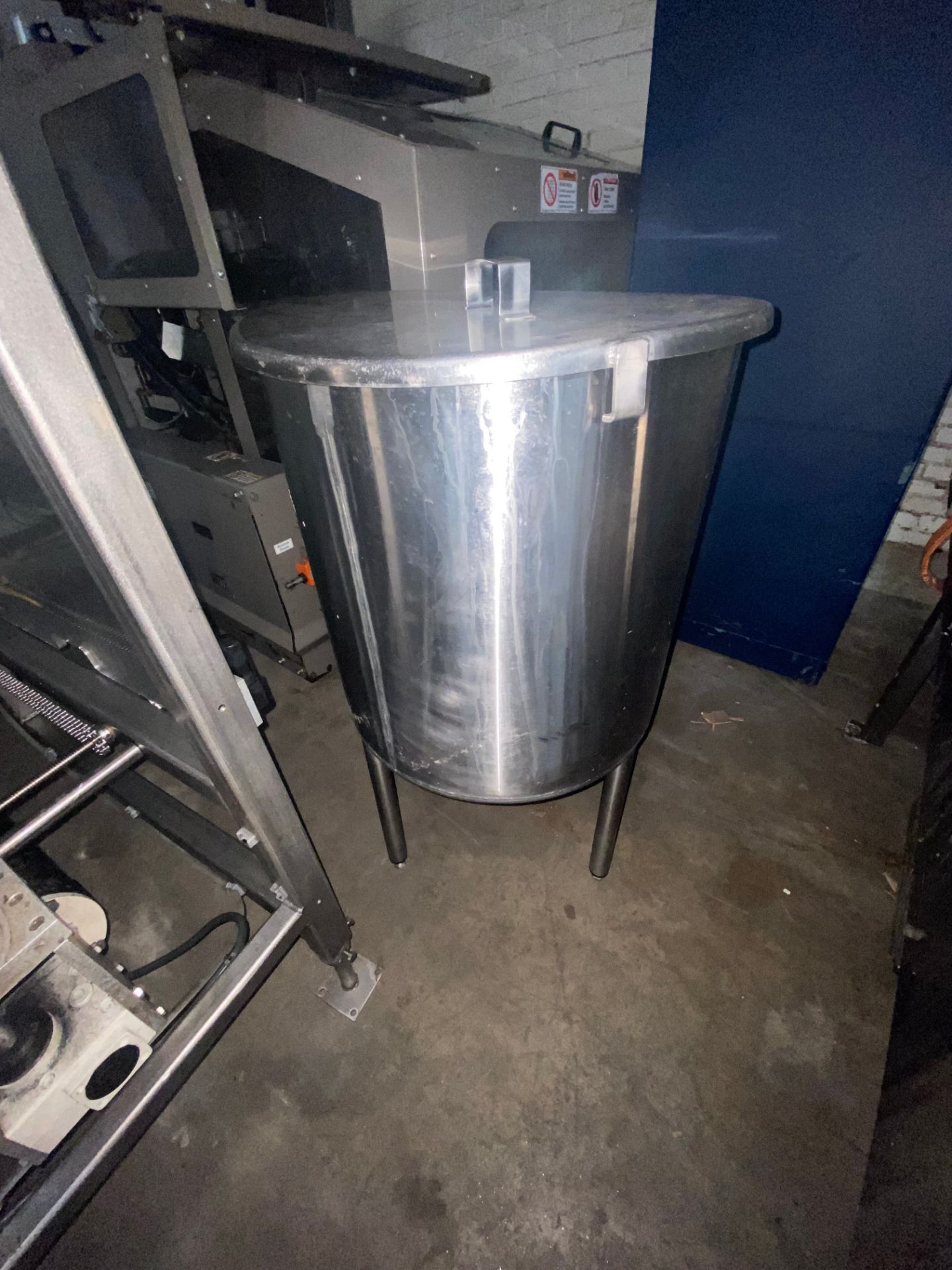 Aprox. 50 Gal. S/S Single Wall Balance Tank, Mounted on S/S Legs (LOCATED IN BALTIMORE, MD) (