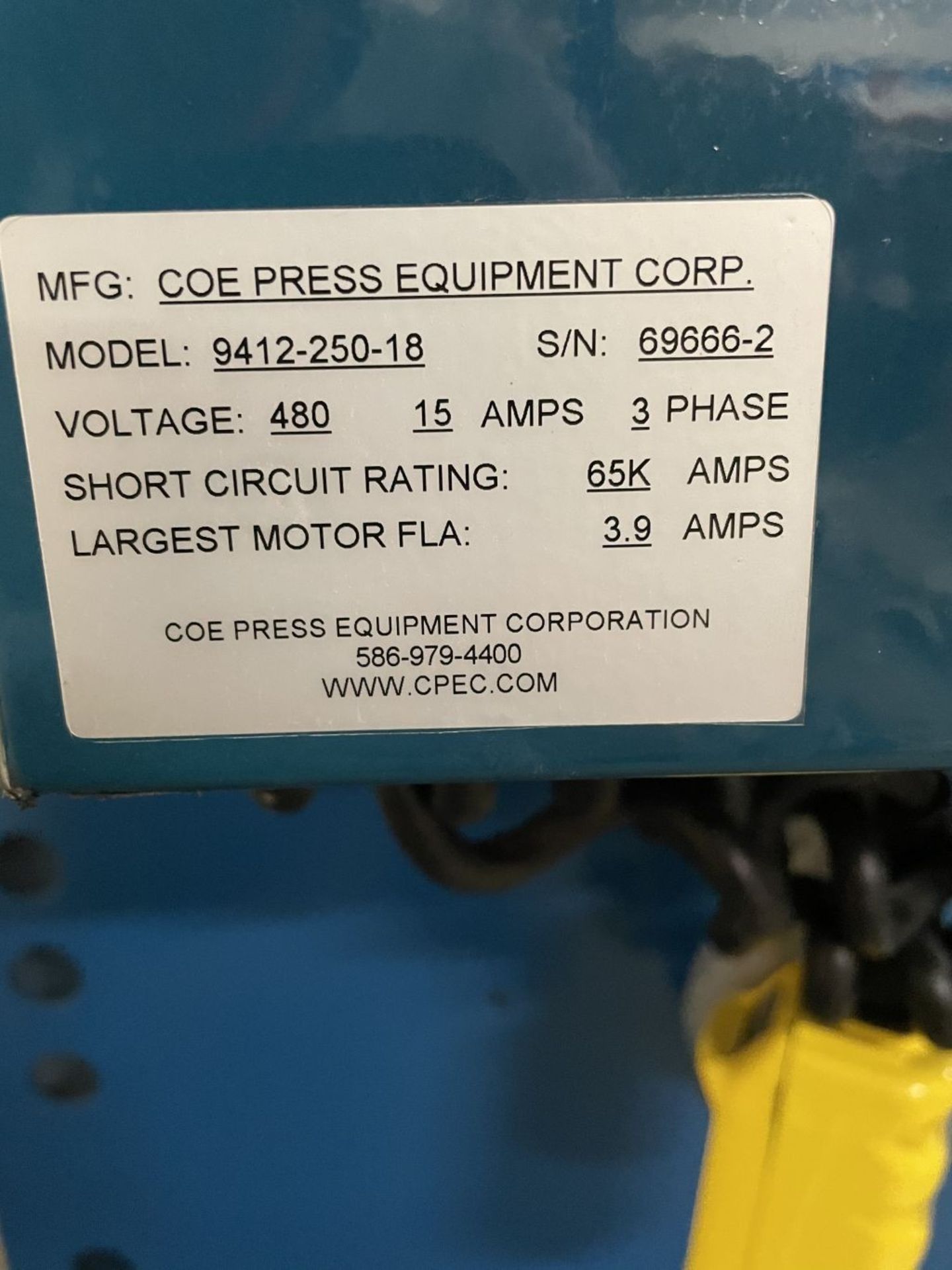 COE Coil Stock Power Straightener. Model: CPPS-250-18 Series: 69666-2, 18” Coil Width, .210” - Image 8 of 11