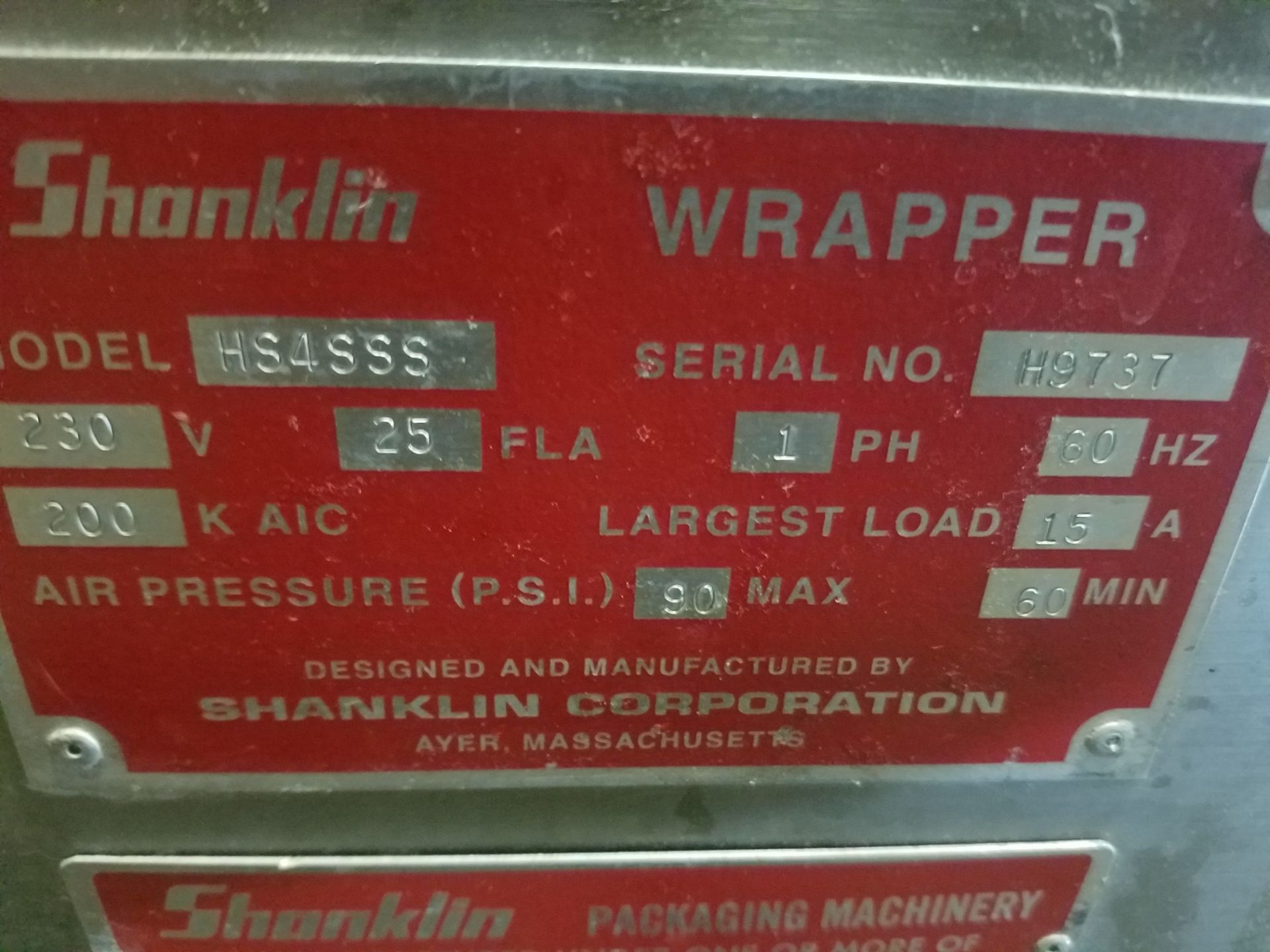 Shanklin High Speed Shrink Wrapper, Model HS4SS, S/N H9737, Volt 230, Singlel Phase (Located Fort - Image 4 of 5