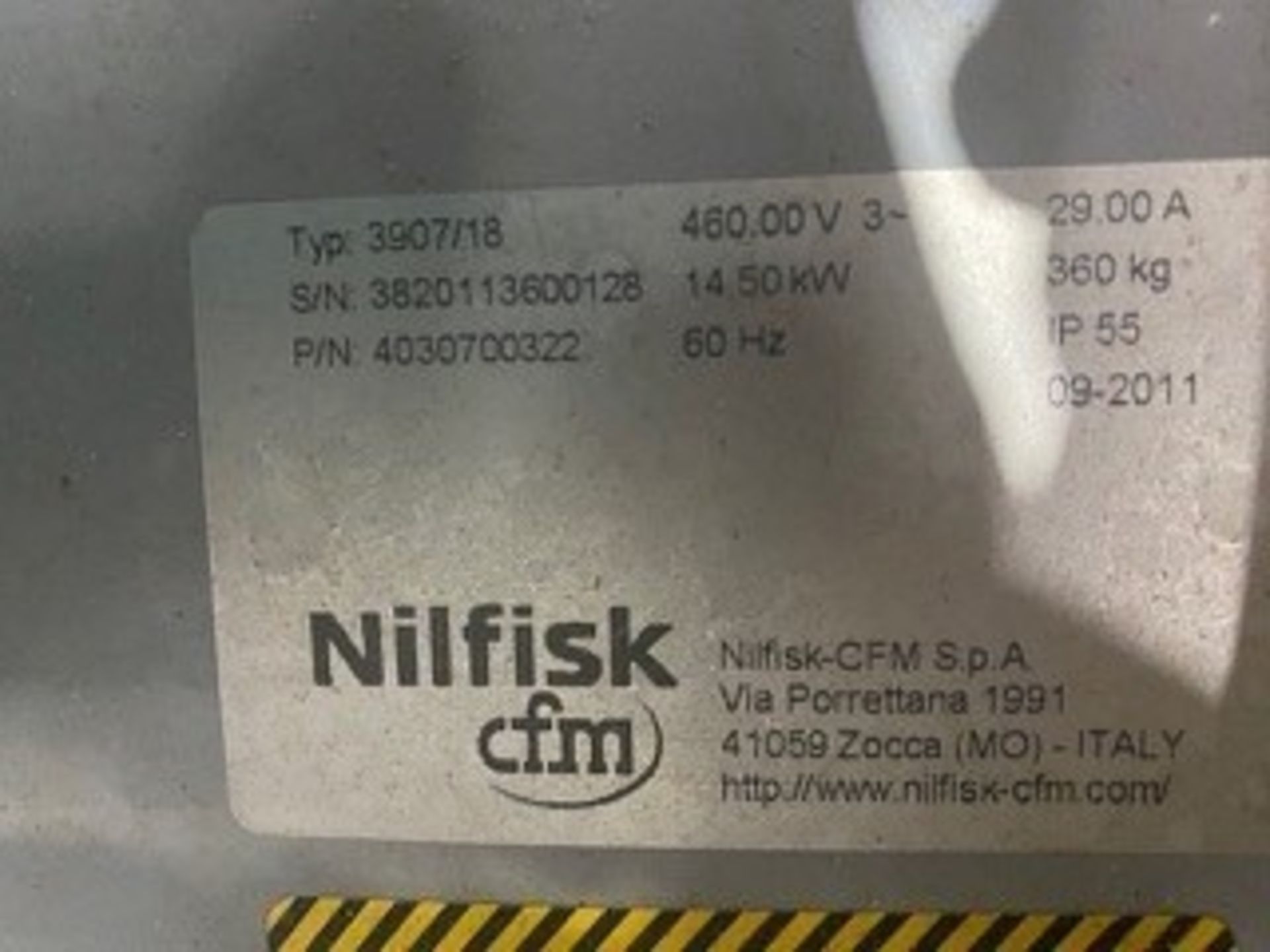 Nilfish Vacuum, Type 3907/18, S/N 382011300128, 460 V, (NOTE: Missing Parts) (Loading Fee $150) ( - Image 2 of 2