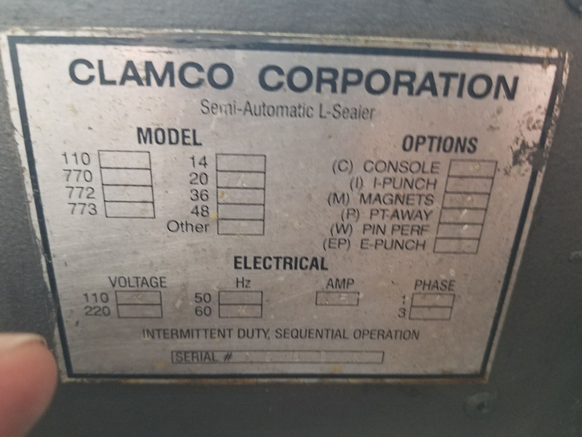 Clamco L-Bar, Model 772-20, S/N 19685, Volt 110 (Rigging, Loading & Site Management - Image 5 of 5
