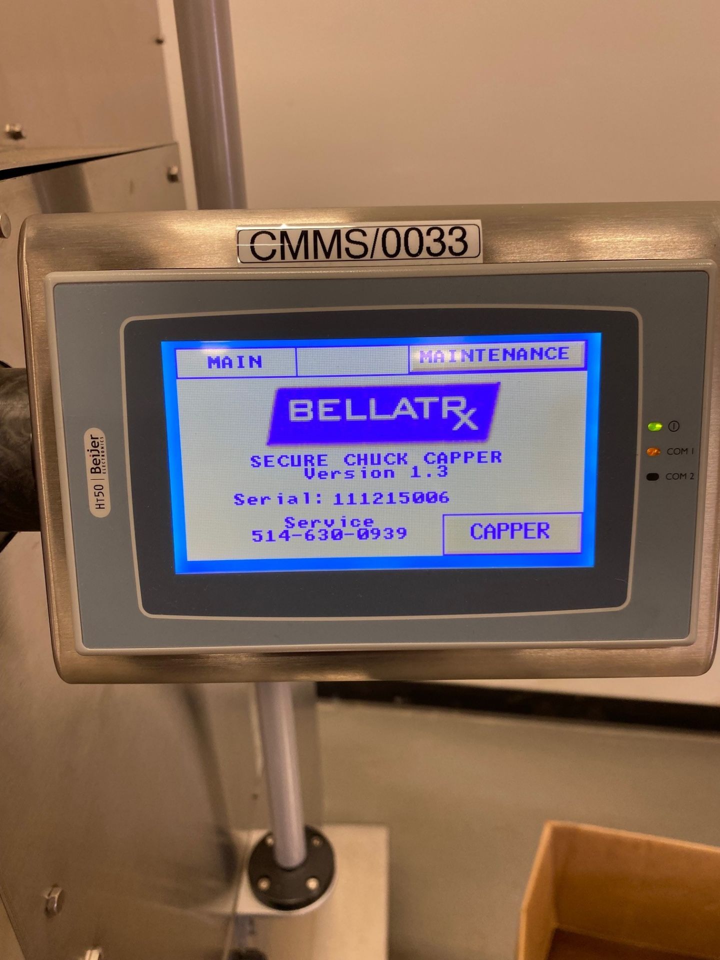Bellatrx Secure Chuck Capper-Model SCC, Serial: 111215006, 120 Volts, 60 Hz, 1 Phase, 10 Amp, Mfg - Image 3 of 13