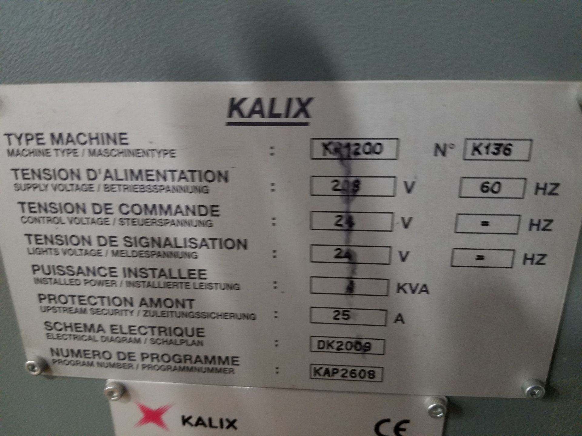 Kalix Cosmetic Application Cartoner, Model KP1200, S/N K136, Volt 208, Year 2012 (Rigging, Loading - Image 5 of 5