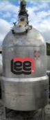 LEE 400 Gal. Steam Jacketed Scrape Surface Mixing Kettle, 3HP, 20.1 RPM, 90 PSI and Vacuum Design,
