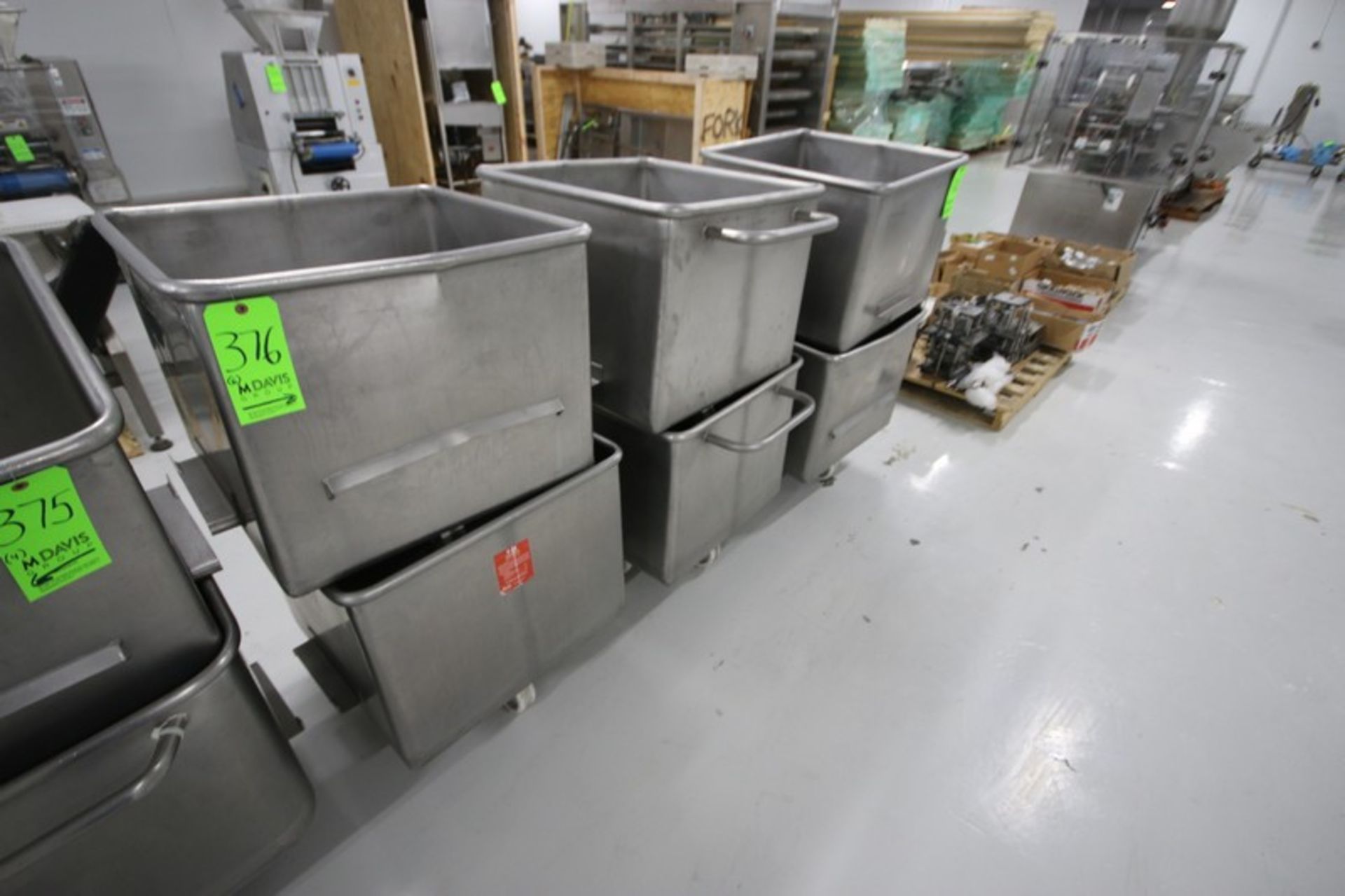 (6) S/S Portable Totes, Internal Dims.: Aprox. 27” L x 23” W x 14” Deep (LOCATED IN BELTSVILLE,