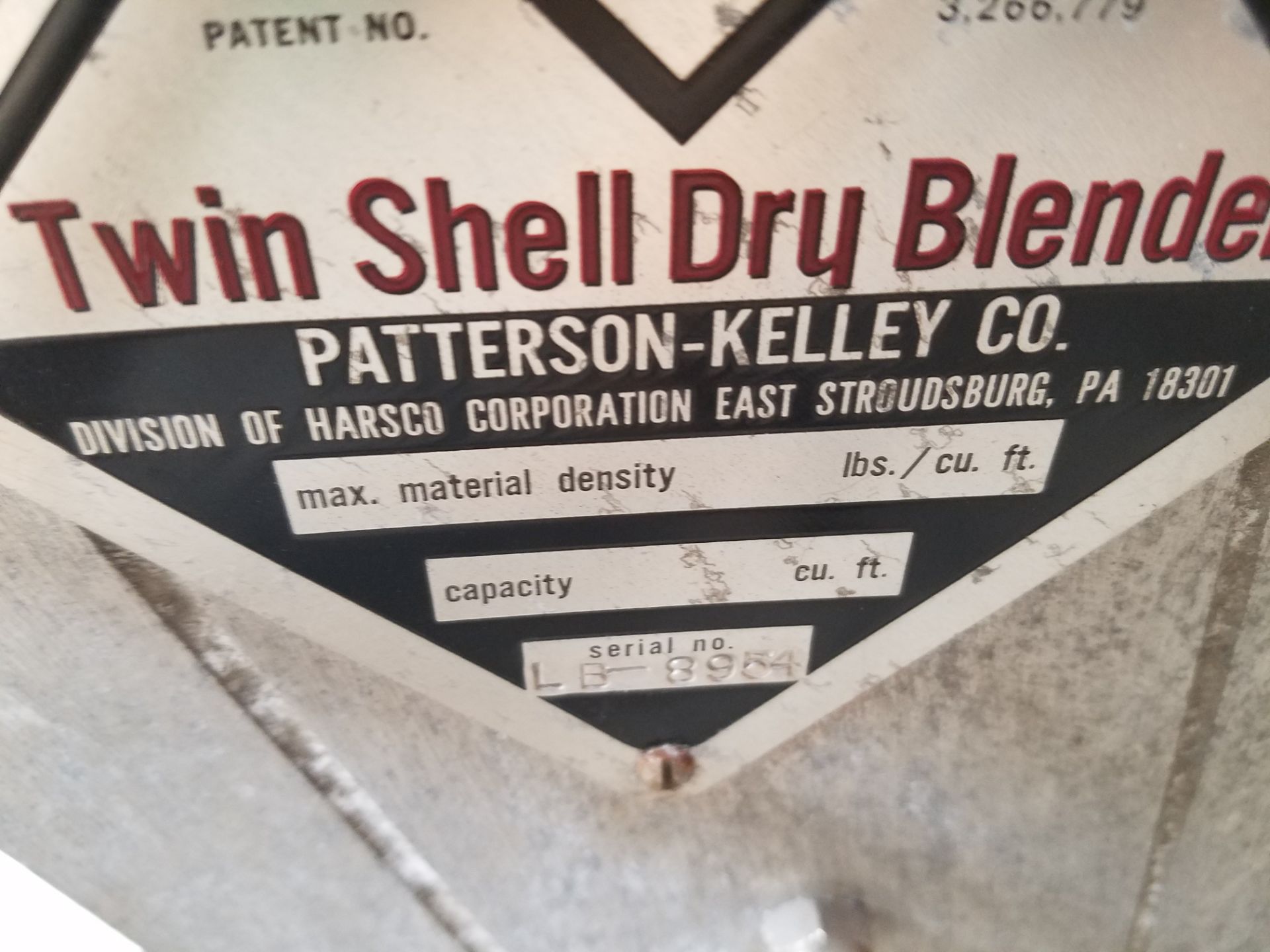 Patterson-Kelly Twin Shell Dry V-Blender, S/N LB-8854, Volt 110 (Rigging, Loading & Site Management - Image 5 of 5