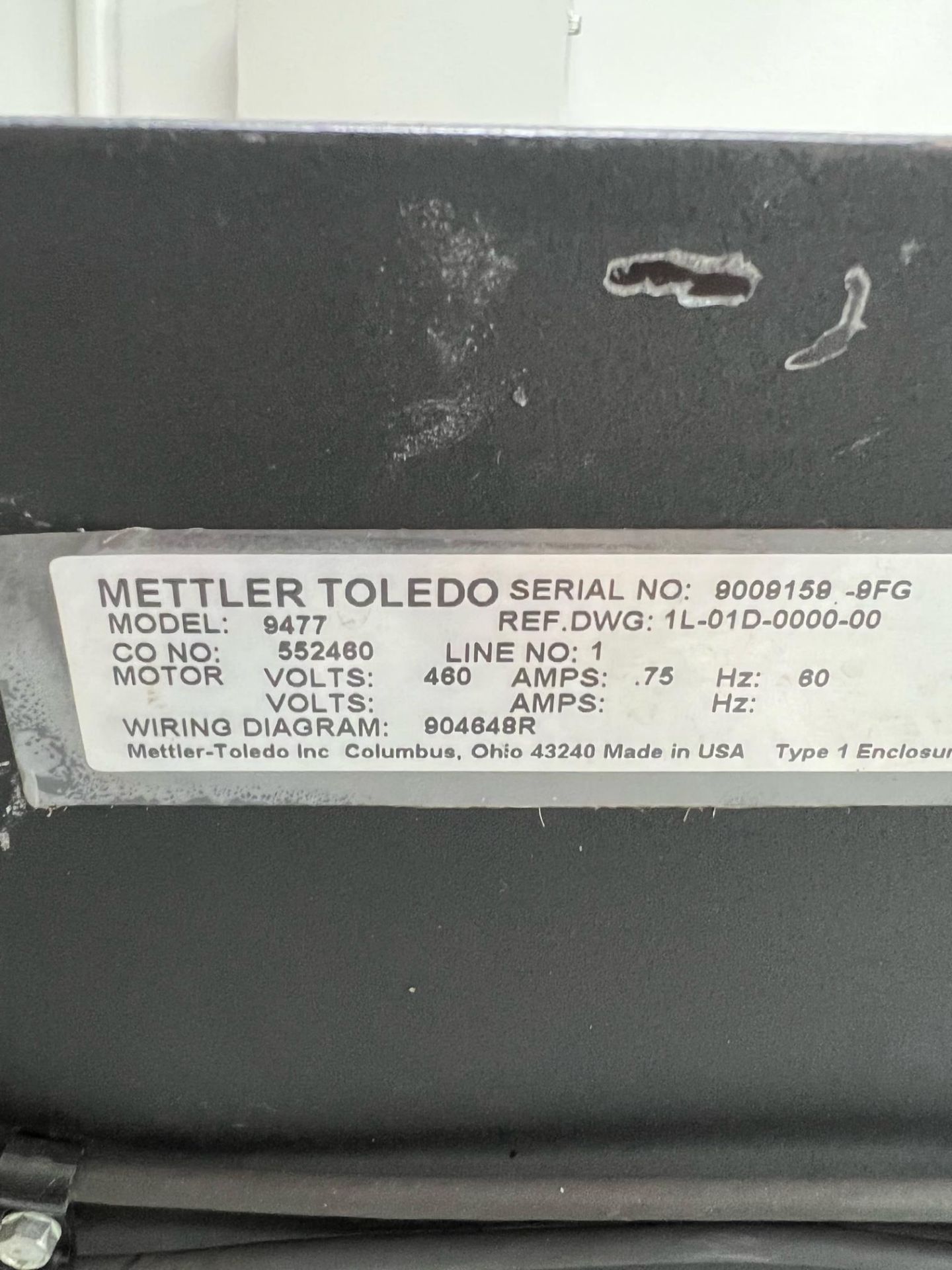 Mettler Toledo Powdered Load Scale Box Conveyor, Model 9477, S/N 9009158-8FG, 460 V (Pallet Fee - Bild 3 aus 3