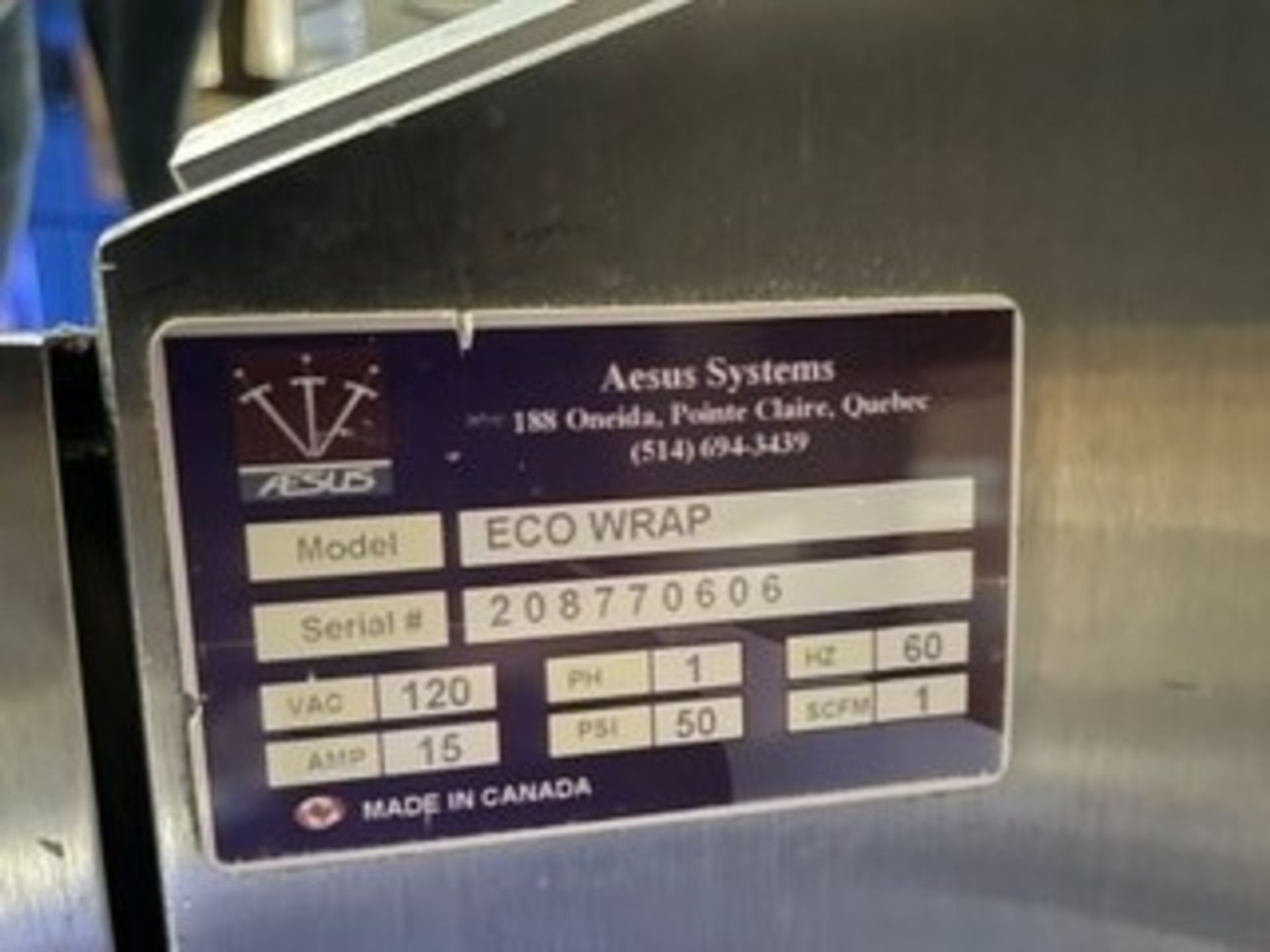 Aesus Systems Labeler, Model ECO WRAP, S/N 208770605 (Loading Fee $350) (Located Haleah, FL) - Image 2 of 2