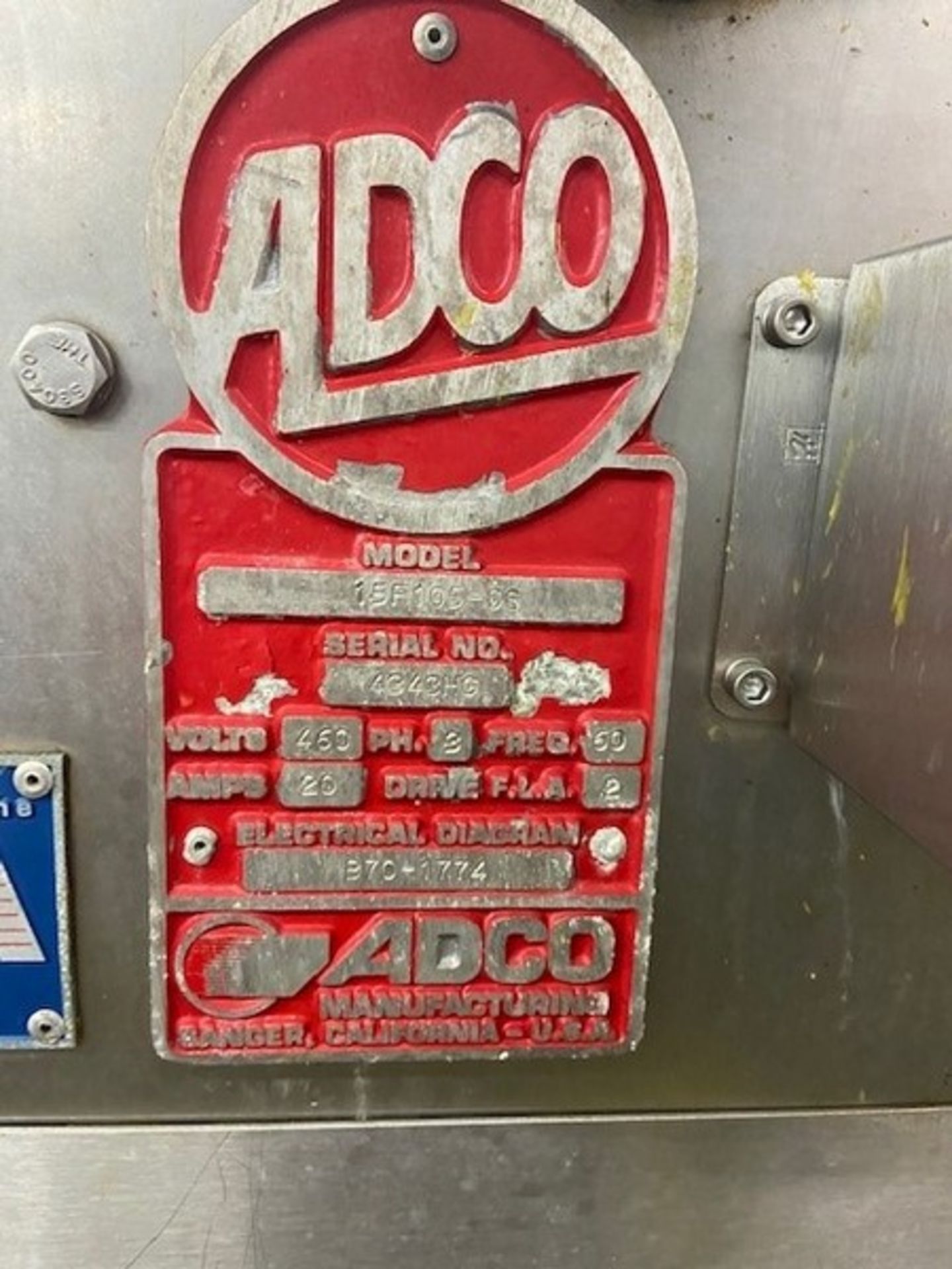 Adco Cartoner, Model 15F105-DS, S/N 4G43HG, 460 Volts, 3 Phase (Located Fort Atkinson, WI) - Image 2 of 14