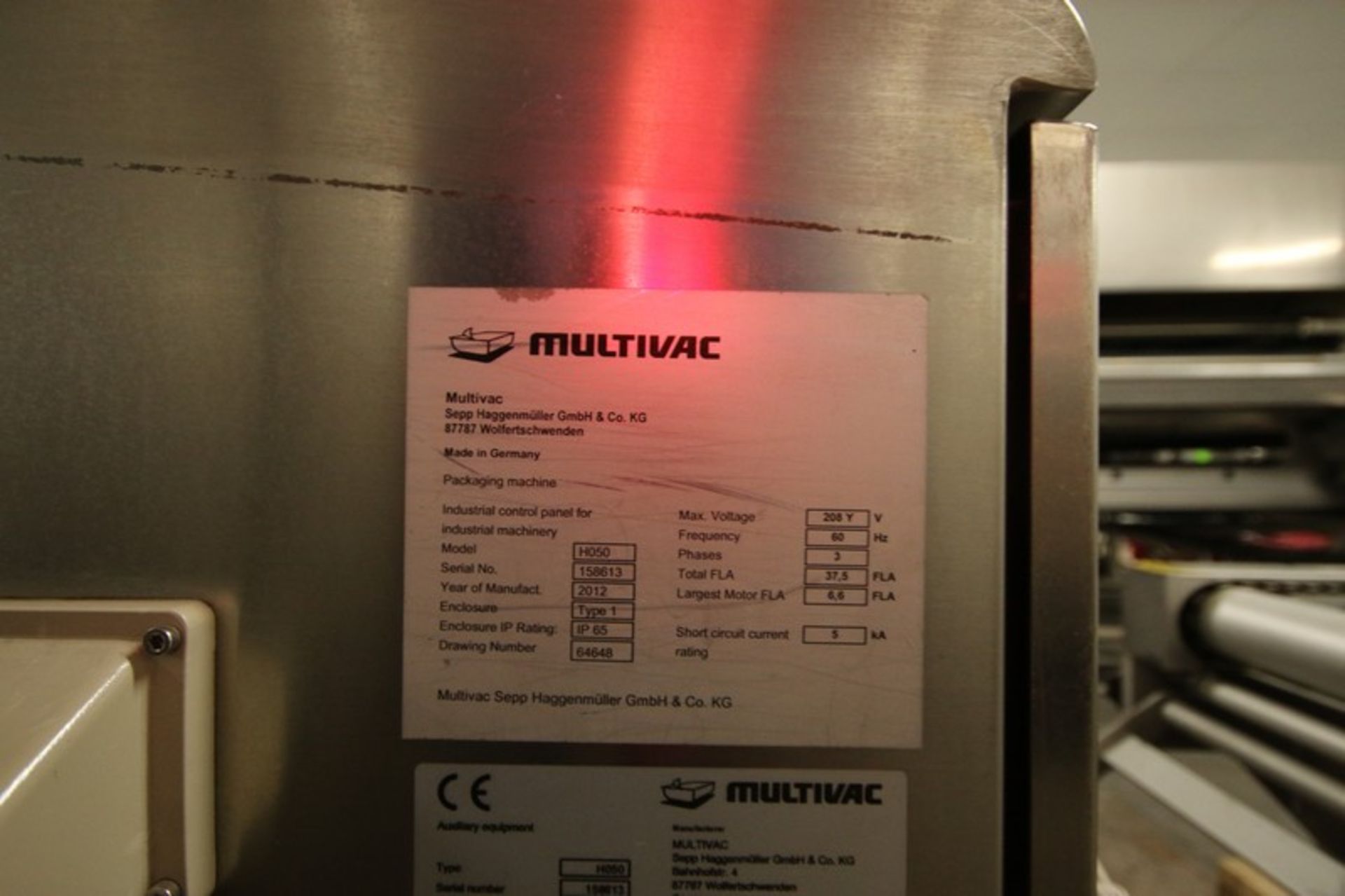 2012 MultiVac Vacuum Packager, M/N H050, S/N 158613, 208 Volts, 1 Phase (LOCATED IN BELTSVILLE, MD) - Bild 7 aus 10