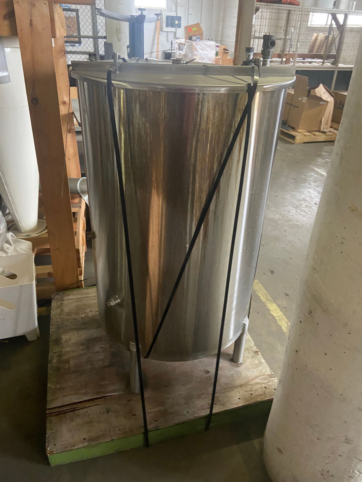 Aprox. 100 Gal. S/S Single Wall Balance Tank, Mounted on S/S Legs (LOCATED IN BALTIMORE, MD) ( - Image 2 of 3