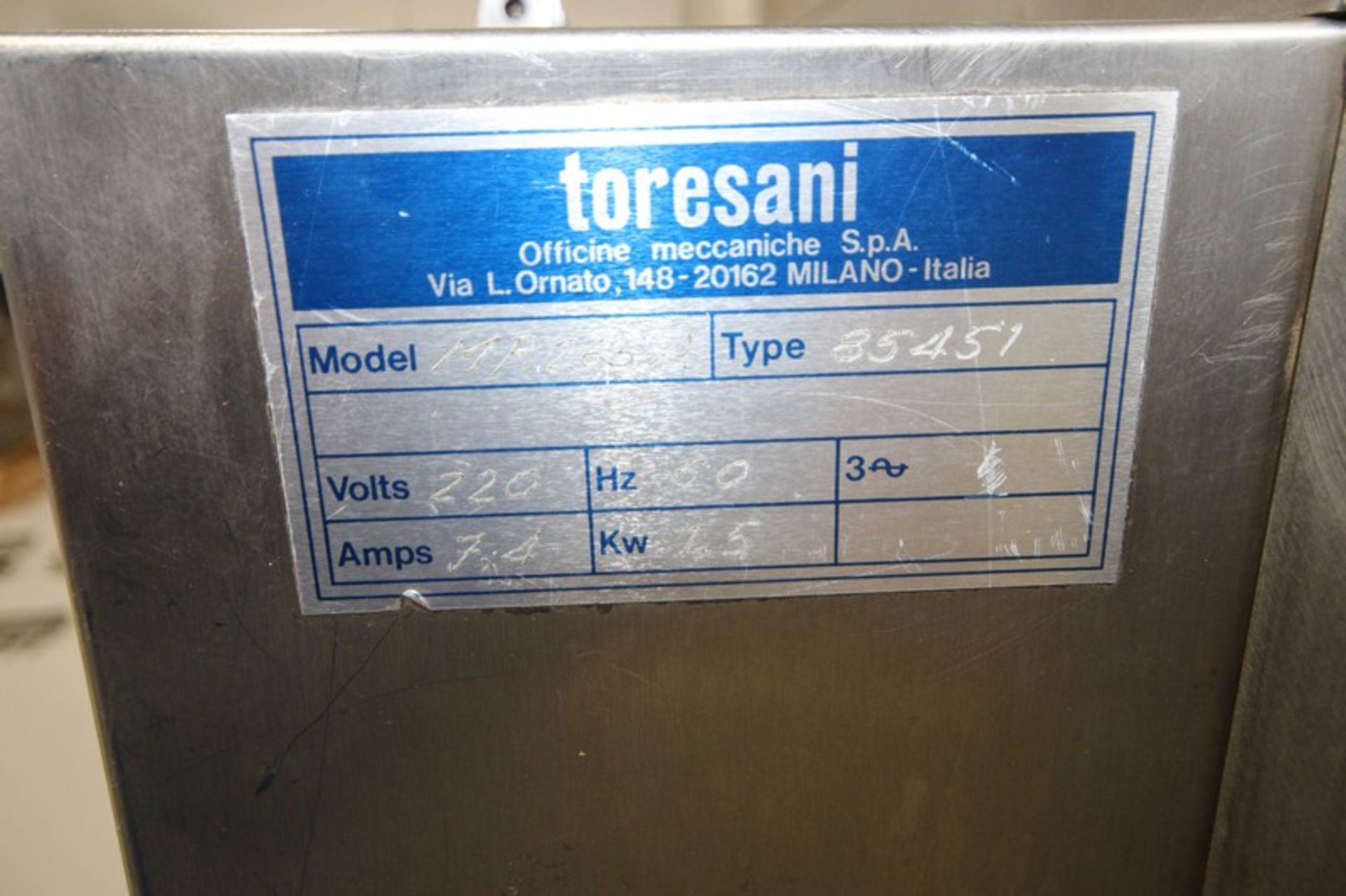 Toresani Tortellini Machine, M/N MR265A, Type 85451, 220 Volts - Image 4 of 5