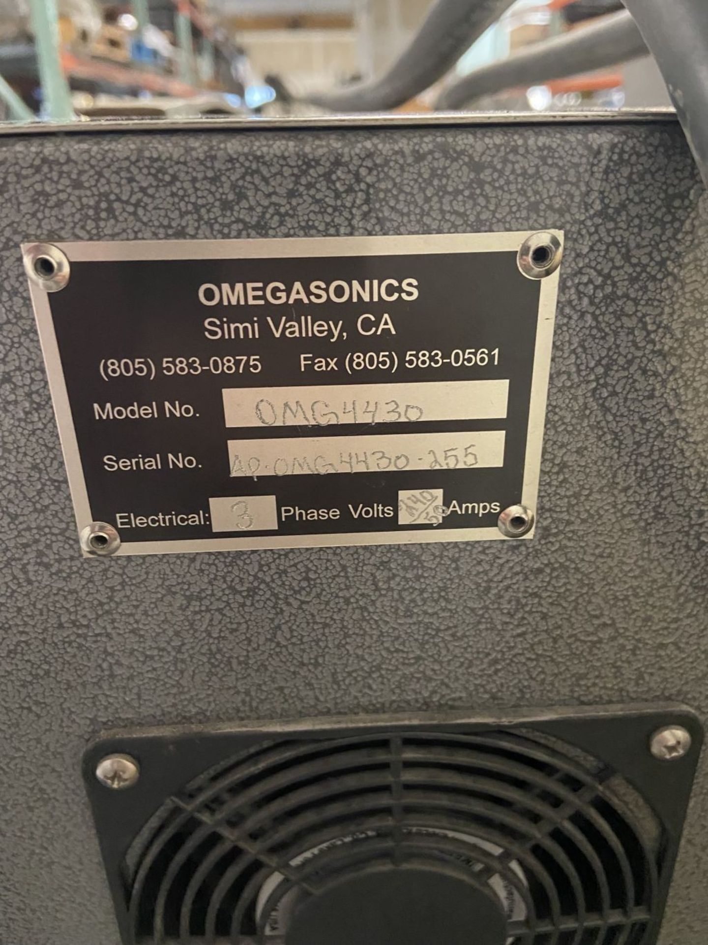 Omegasonics Parts Washer. Model: OMG4430, Serial: APOMG4430-255, Age: Purchased in 2015, Power - Image 6 of 7