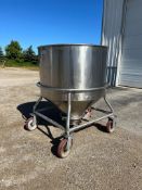 Aprox. 300 Gal. S/S Tank, Single Shell, Cone Bottom, 10" Outlet, (4) 10" Casters, Inside