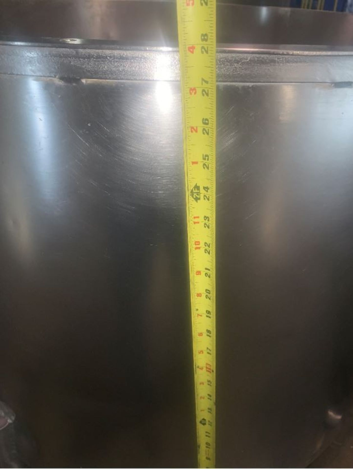 125 Gallon (approx.) Stainless Steel Single Wall Tank- 36" diameter, 32" straight side, Moving Lid - Image 5 of 9