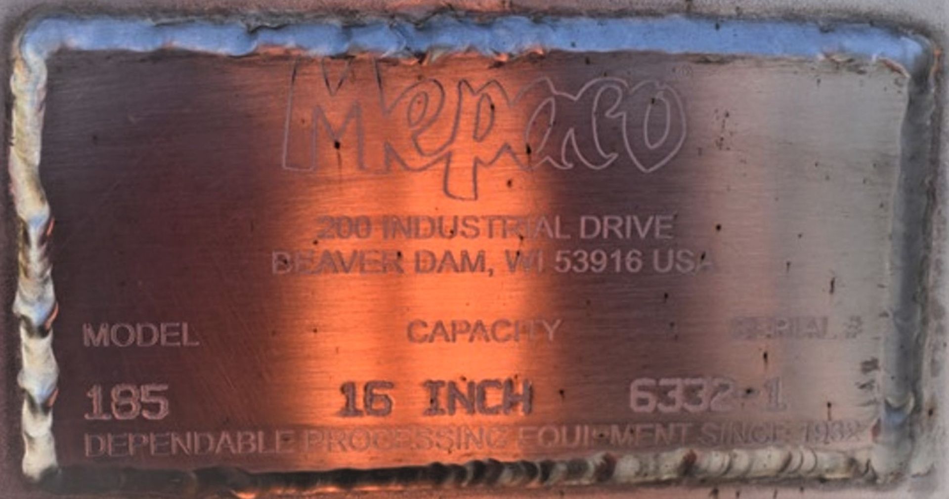 Mepaco S/S Sanitary Incline Screw/Auger Conveyor, Model 185, S/N 6332-1 with16" Diameter Hopper, - Image 17 of 18